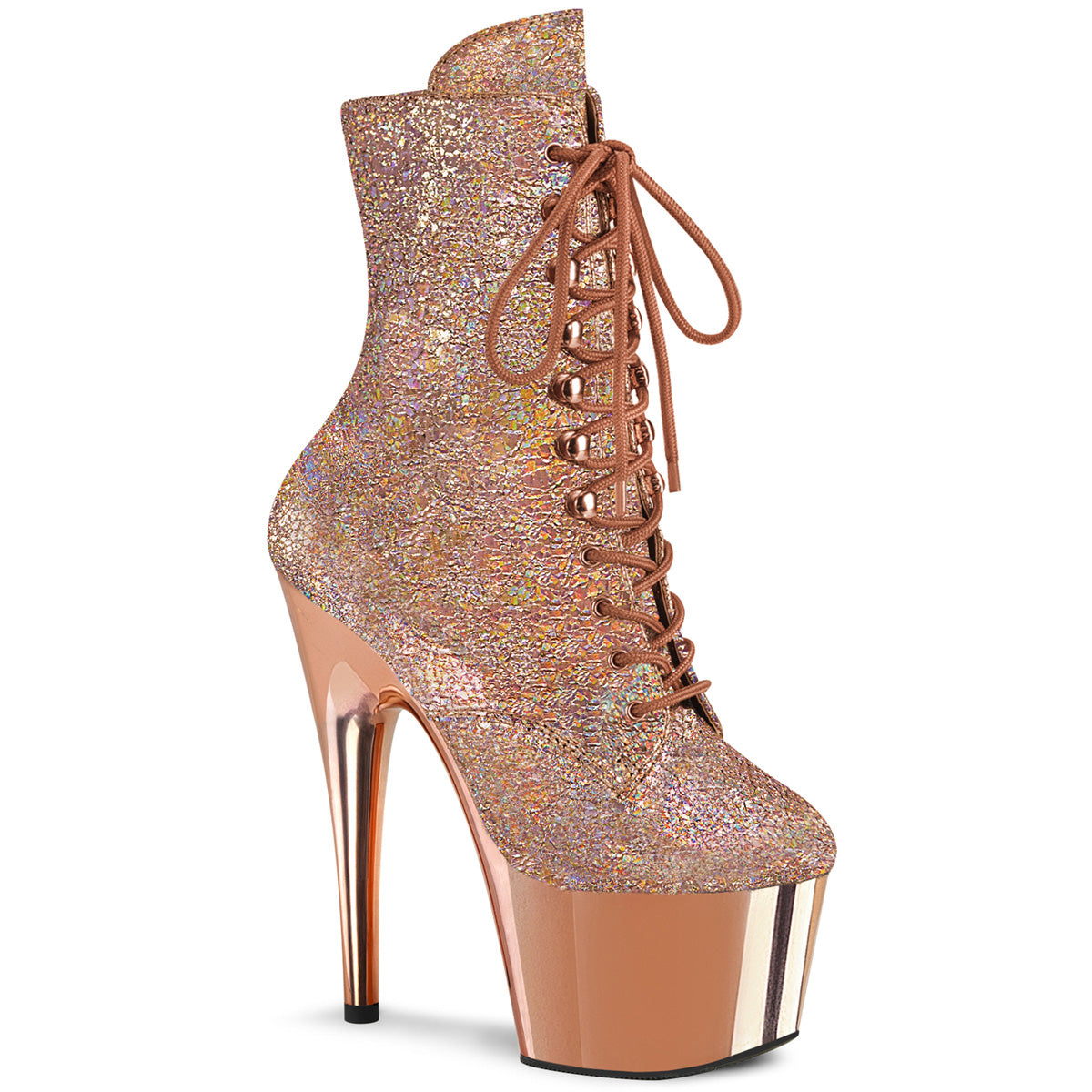 Pleaser  Ankle Boots ADORE-1020HM Rose Gold Holo Metallic Pu/Rose Gold Chrome