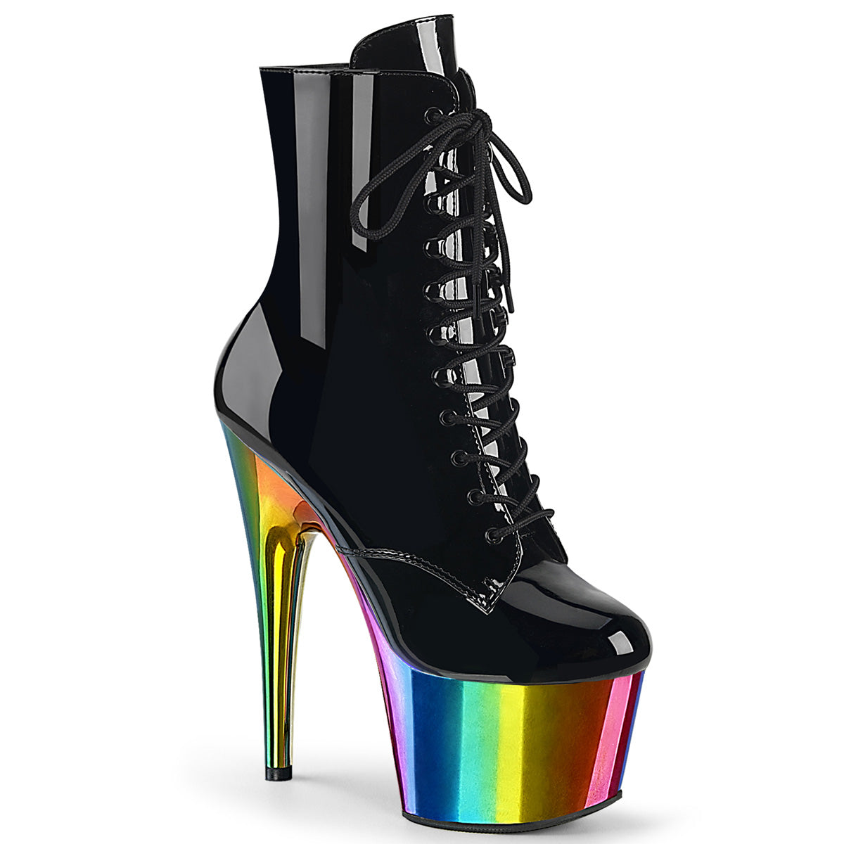 Pleaser  Ankle Boots ADORE-1020RC Blk Pat/Rainbow Chrome