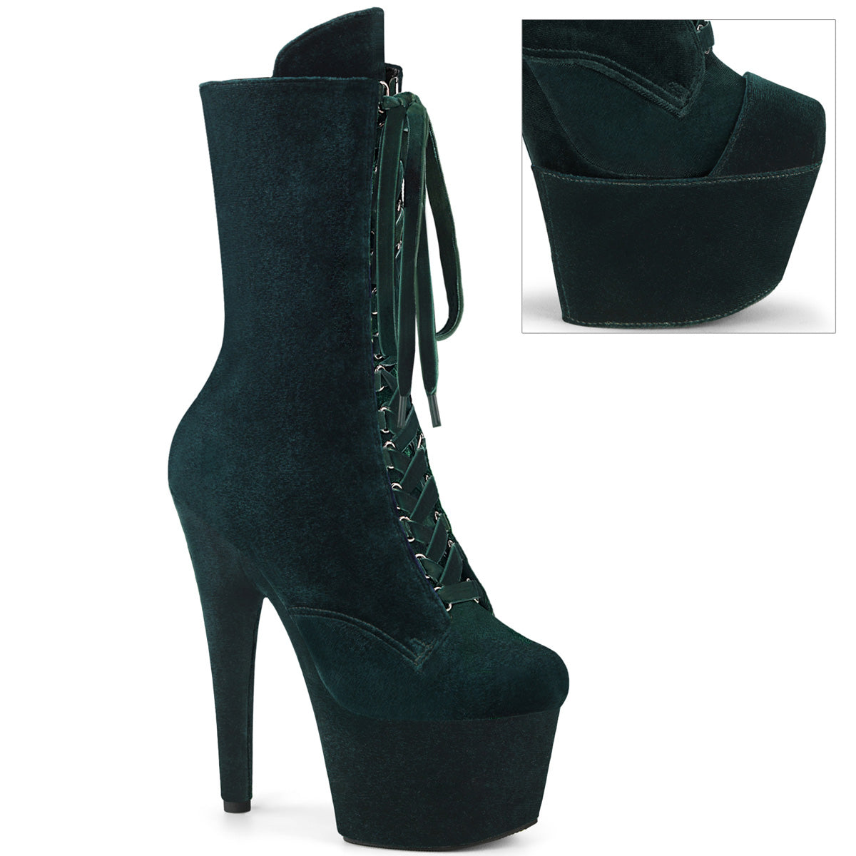 Pleaser  Ankle Boots ADORE-1045VEL Emerald Green Velvet/Emerald Green Velvet