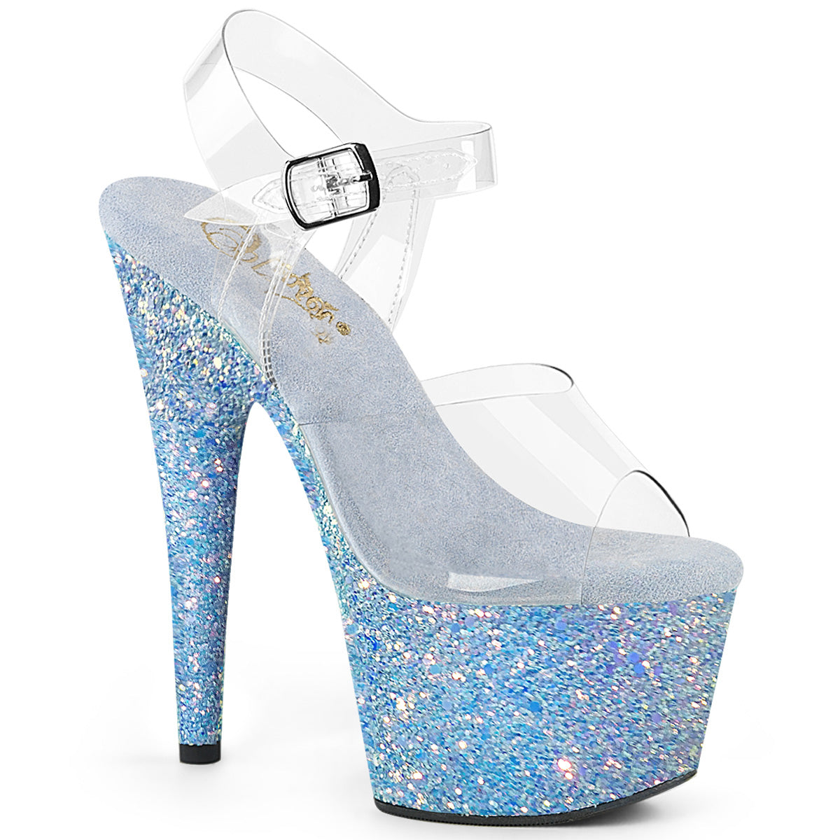 Pleaser   ADORE-708LG Clr/B. Blue Glitter