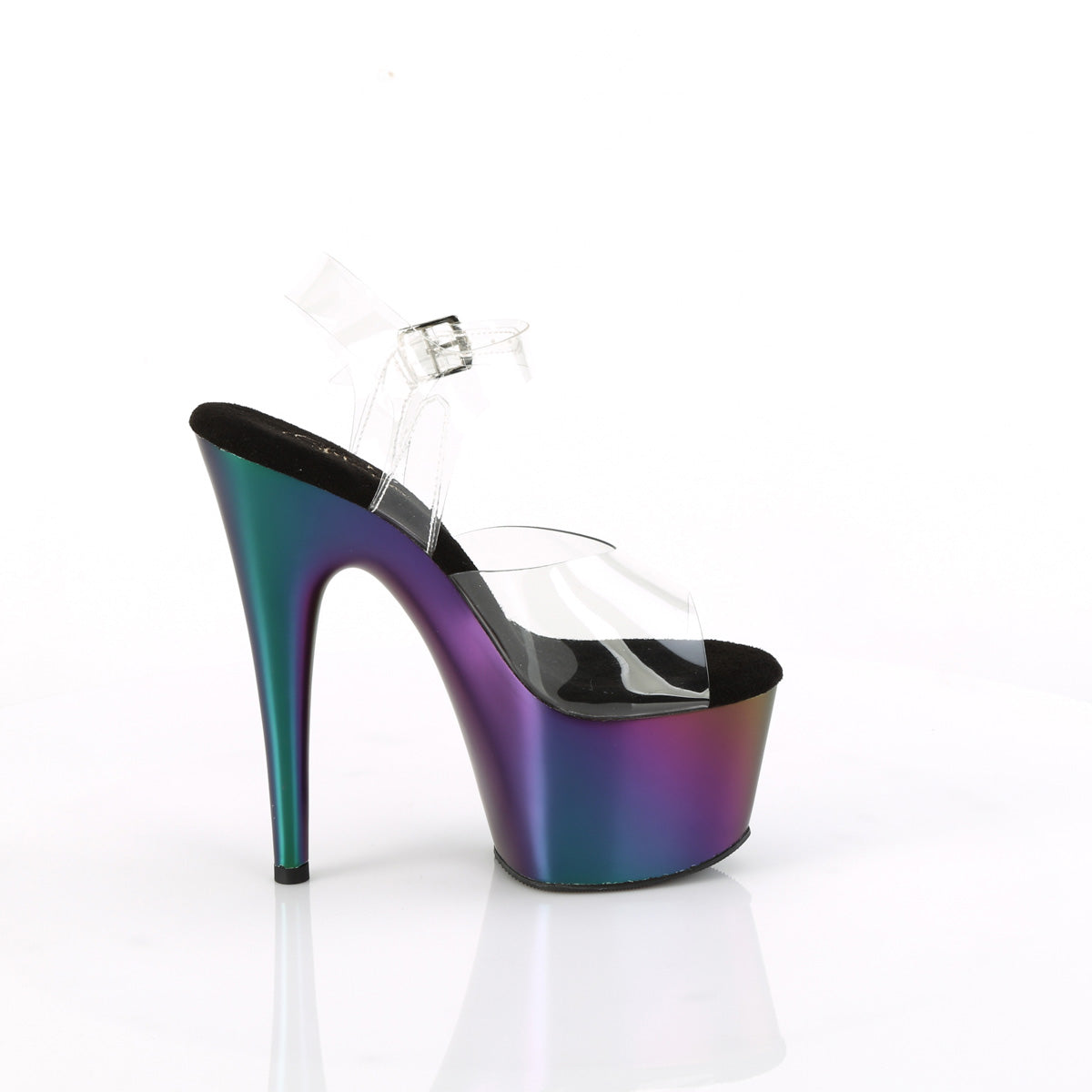 Pleaser   ADORE-708MCH Clr/Purple-Green Matte Chrome