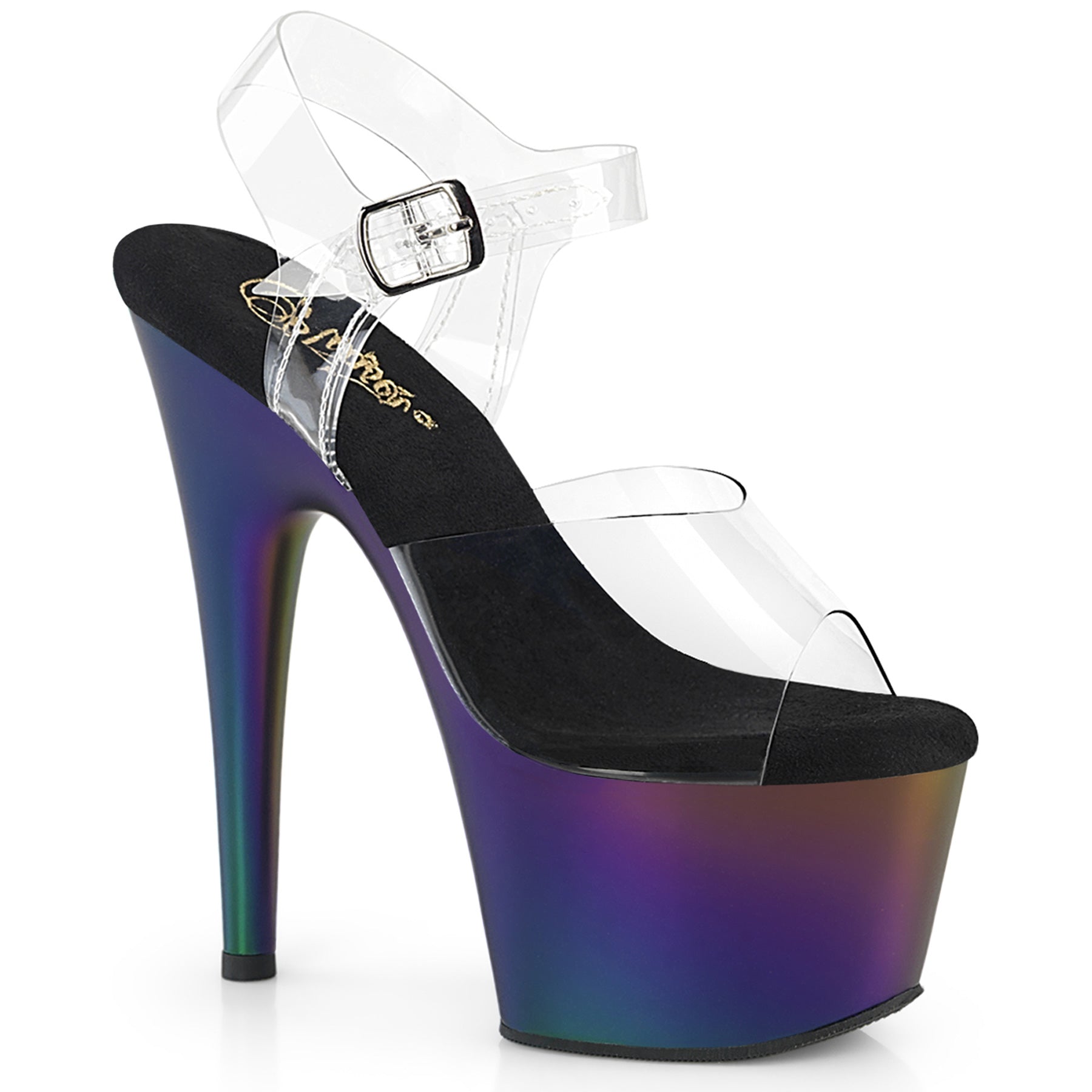 Pleaser   ADORE-708MCH Clr/Purple-Green Matte Chrome