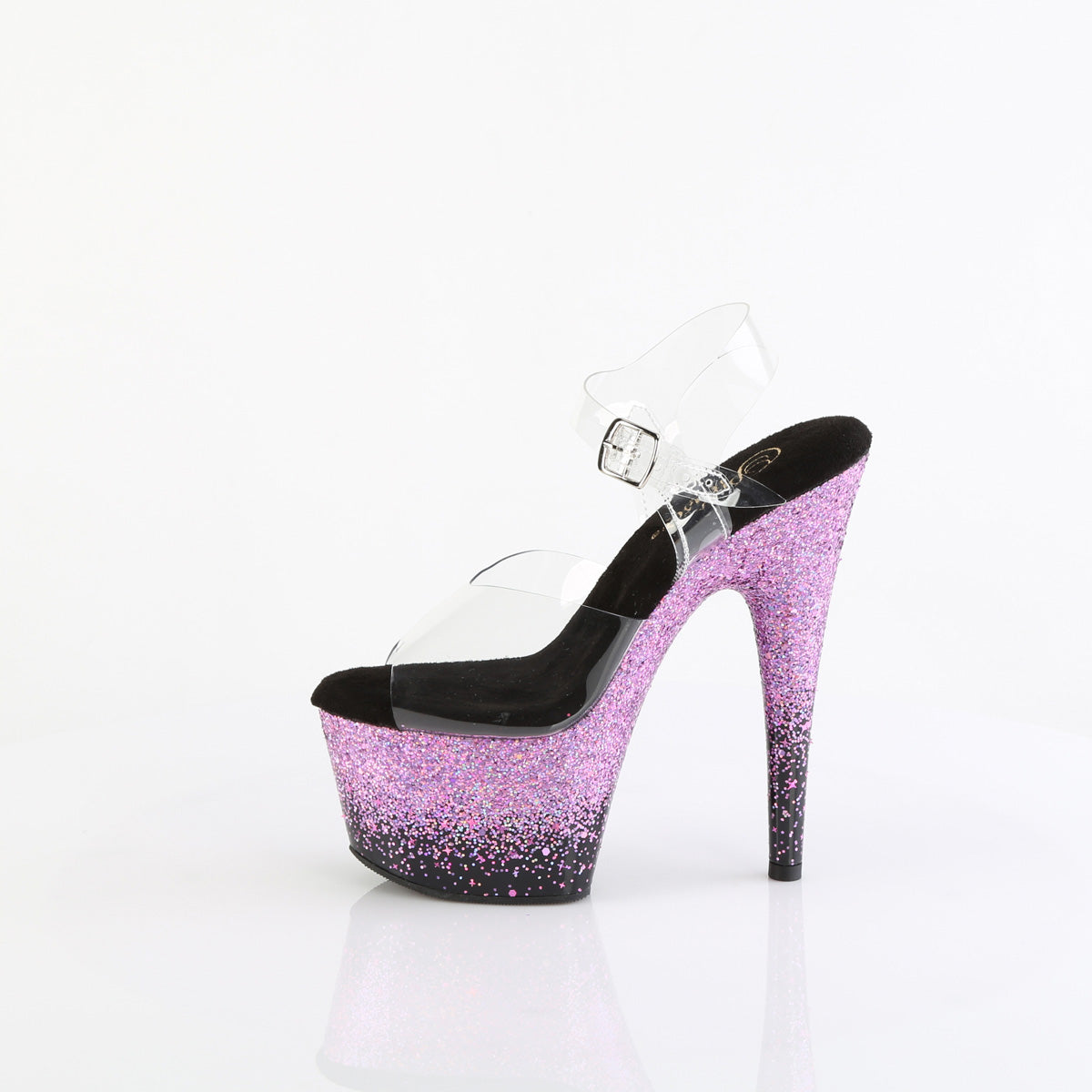 Pleaser   ADORE-708SS CLR/BLK-Purple Multi Glitter