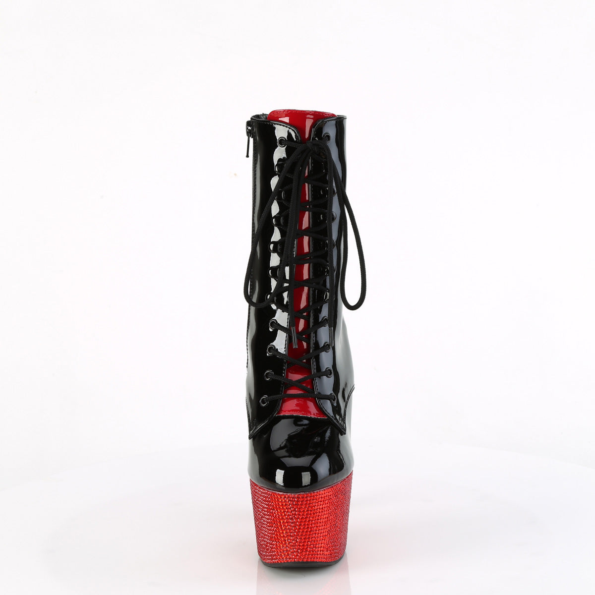 Pleaser  Ankle Boots BEJEWELED-1020FH-7 Blk-Red Pat/Red RS