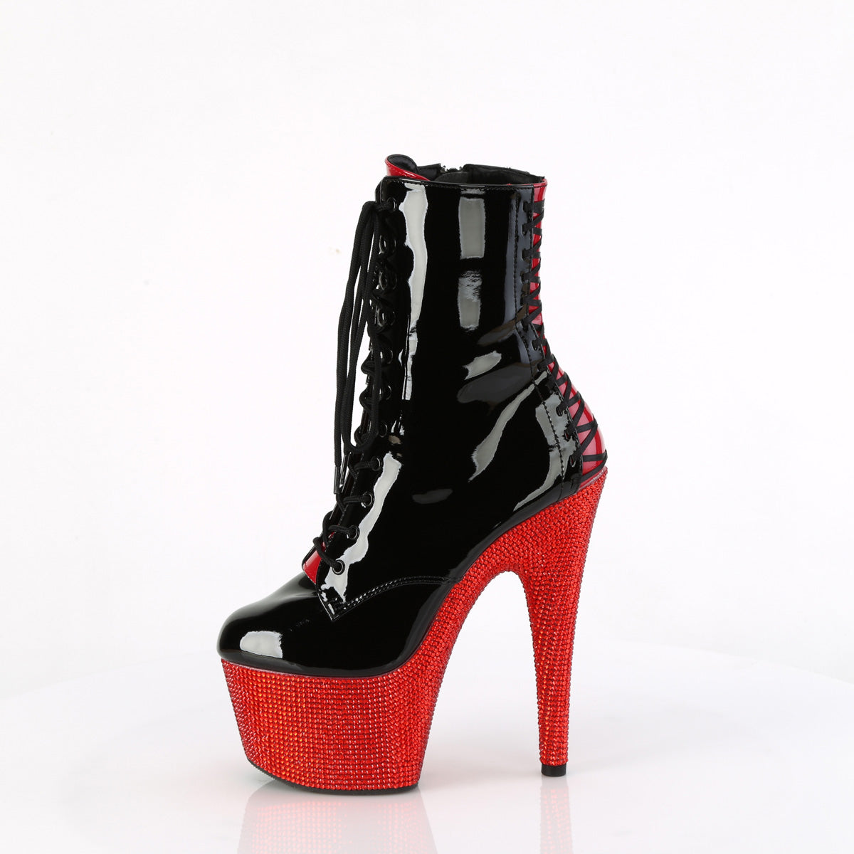 Pleaser  Ankle Boots BEJEWELED-1020FH-7 Blk-Red Pat/Red RS