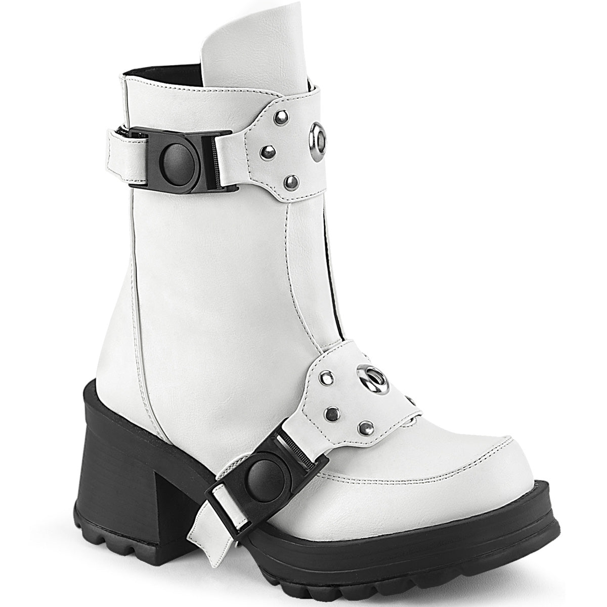 DemoniaCult  Ankle Boots BRATTY-56 Wht Vegan Leather