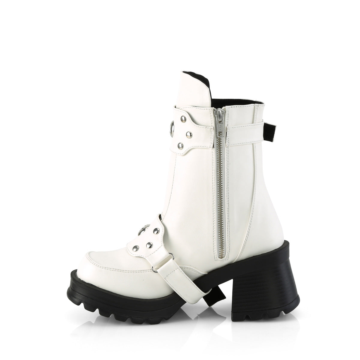 DemoniaCult  Ankle Boots BRATTY-56 Wht Vegan Leather