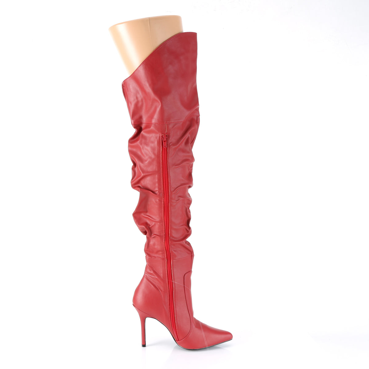 Pleaser Botas de mujer CLASSIQUE-3011 Red Faux Cuero