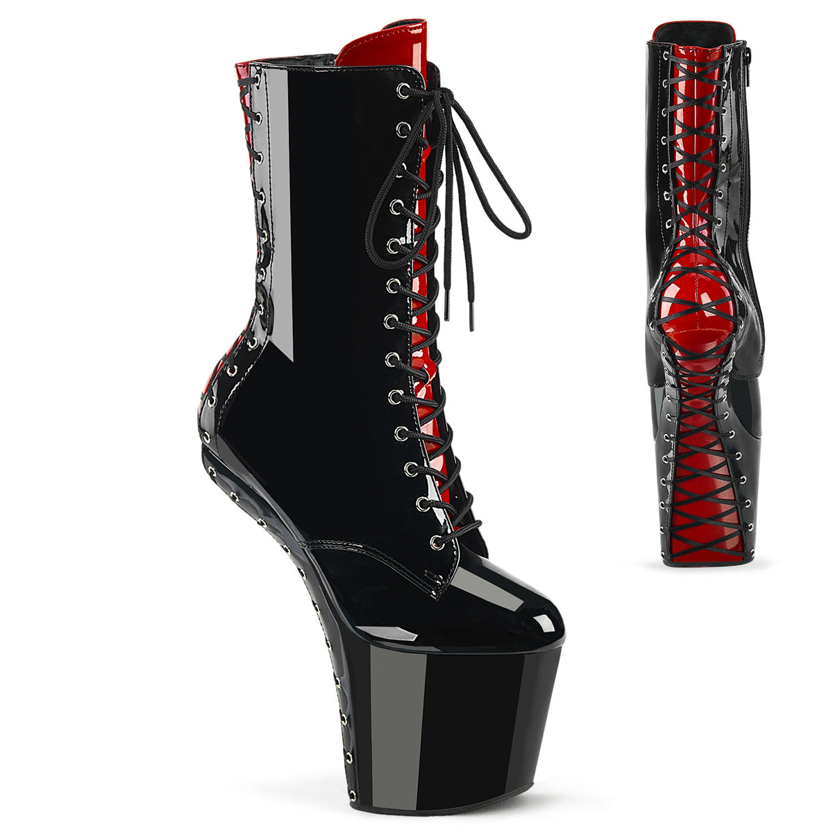 Pleaser   CRAZE-1040FH BLK-RED PAT/BLK RED