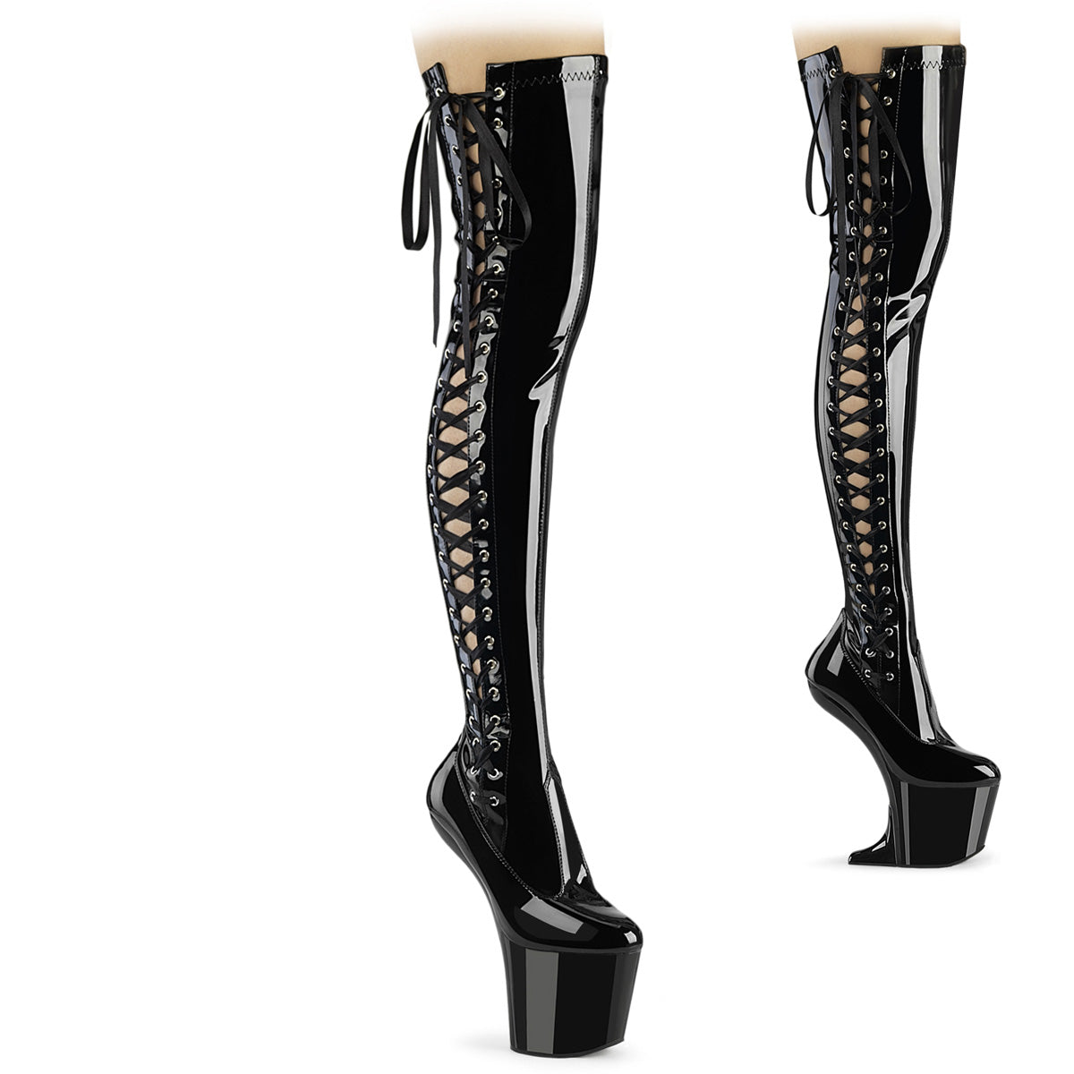 Pleaser  Boots CRAZE-3050 Blk Str. Pat/Blk