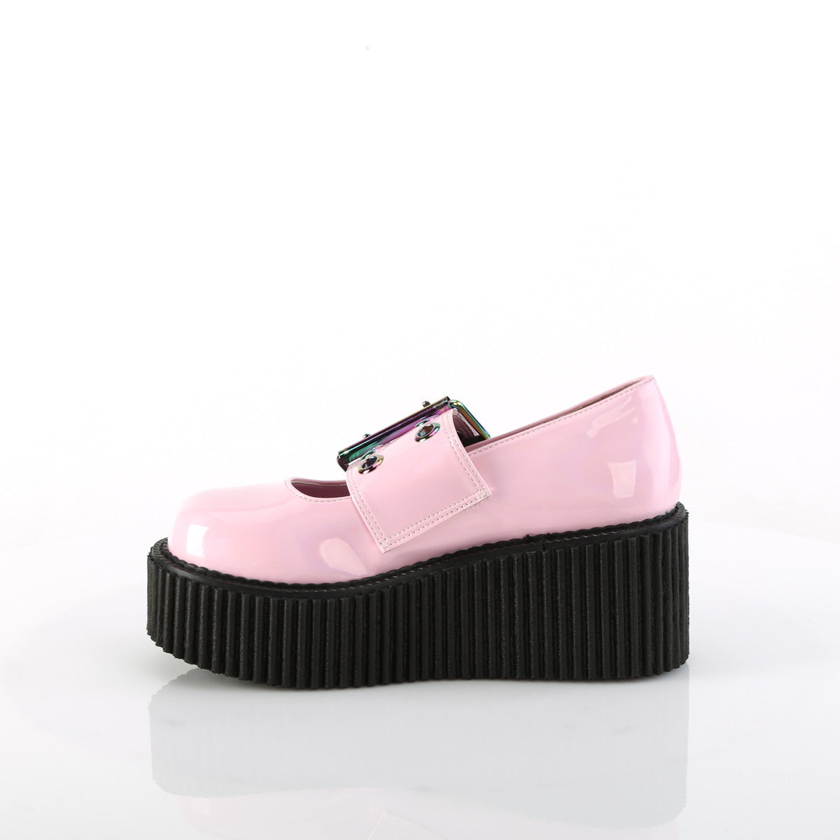 DemoniaCult  Zapato bajo CREEPER-230 B. Pink Holo Pat