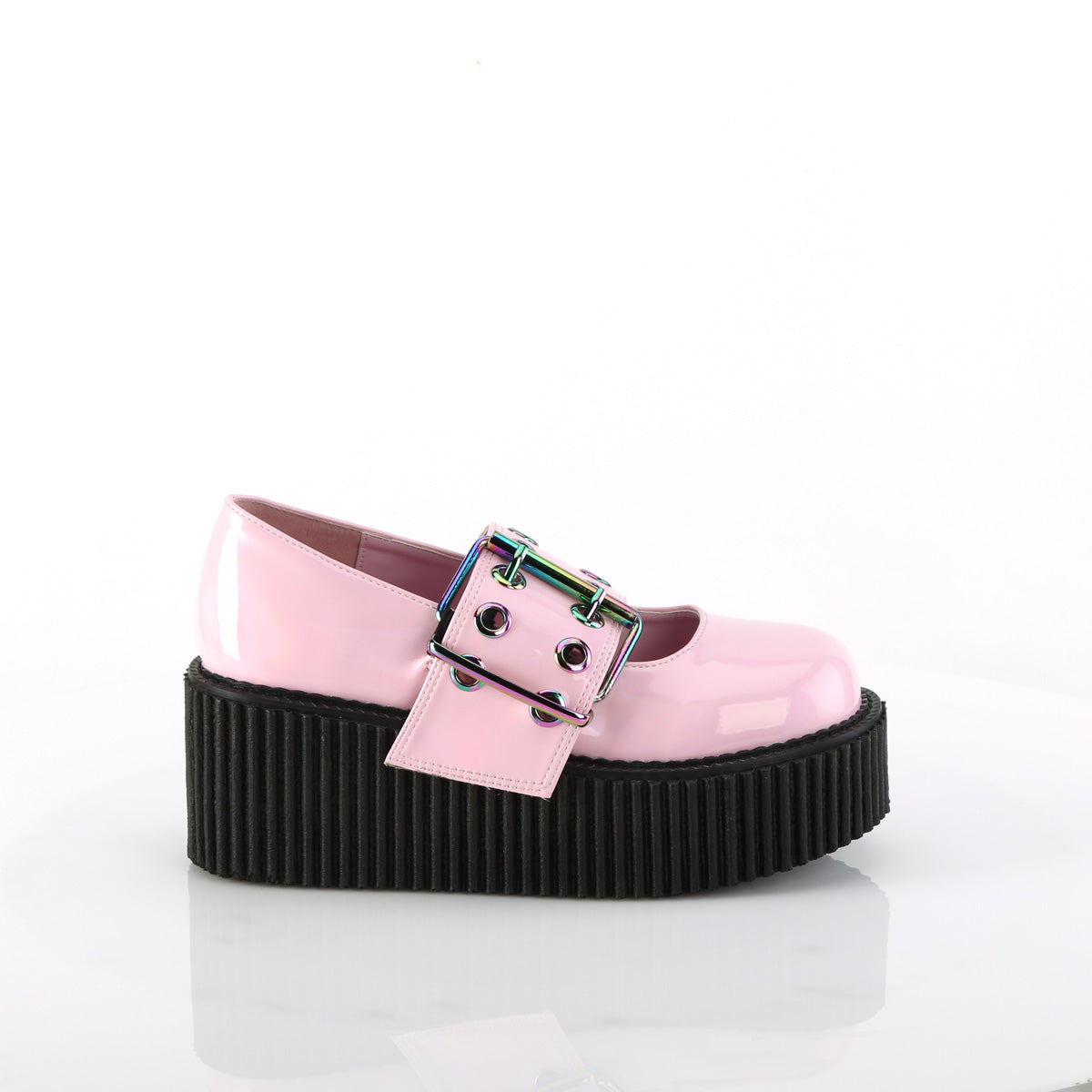 DemoniaCult  Zapato bajo CREEPER-230 B. Pink Holo Pat