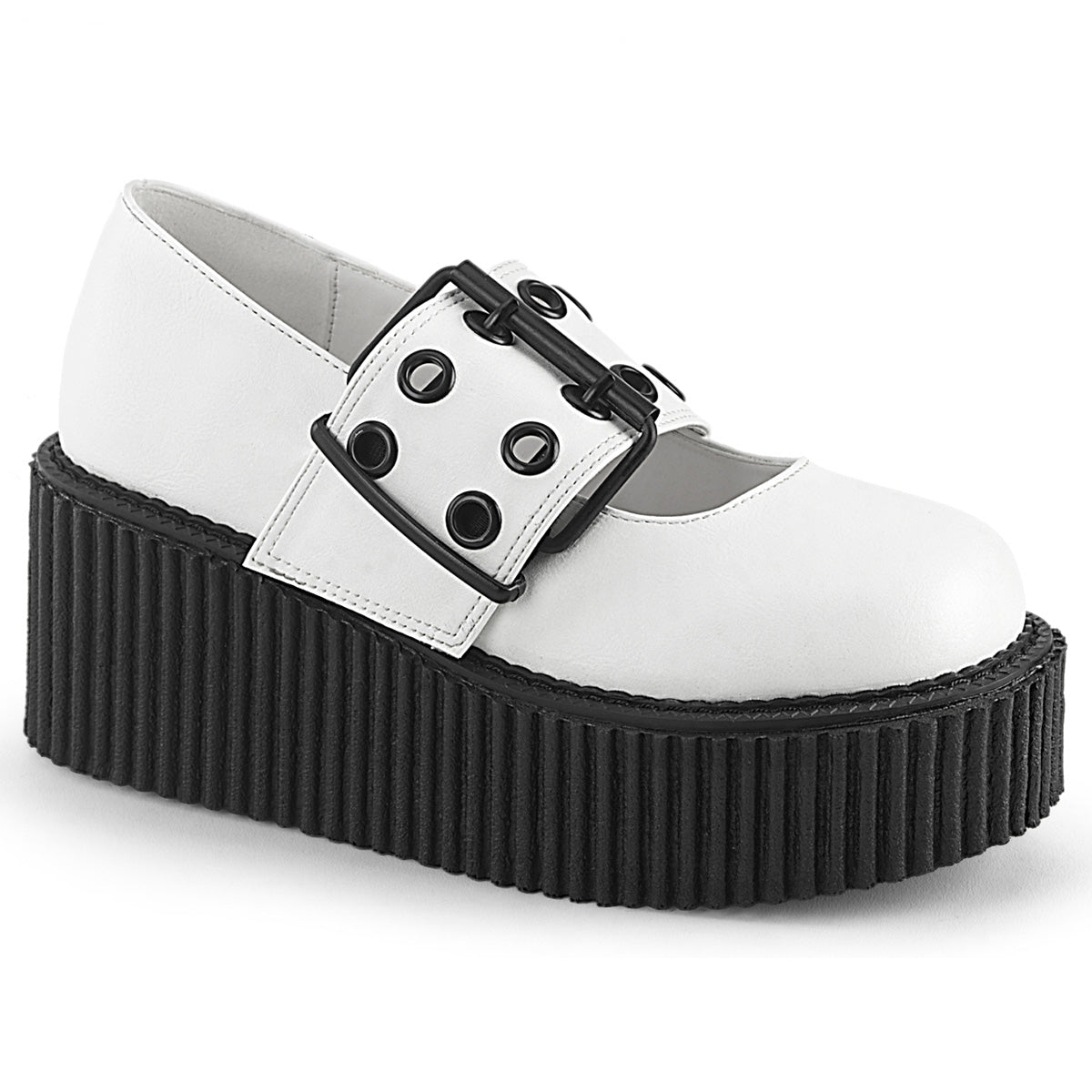 DemoniaCult  Zapato bajo CREEPER-230 WHT cuero vegano