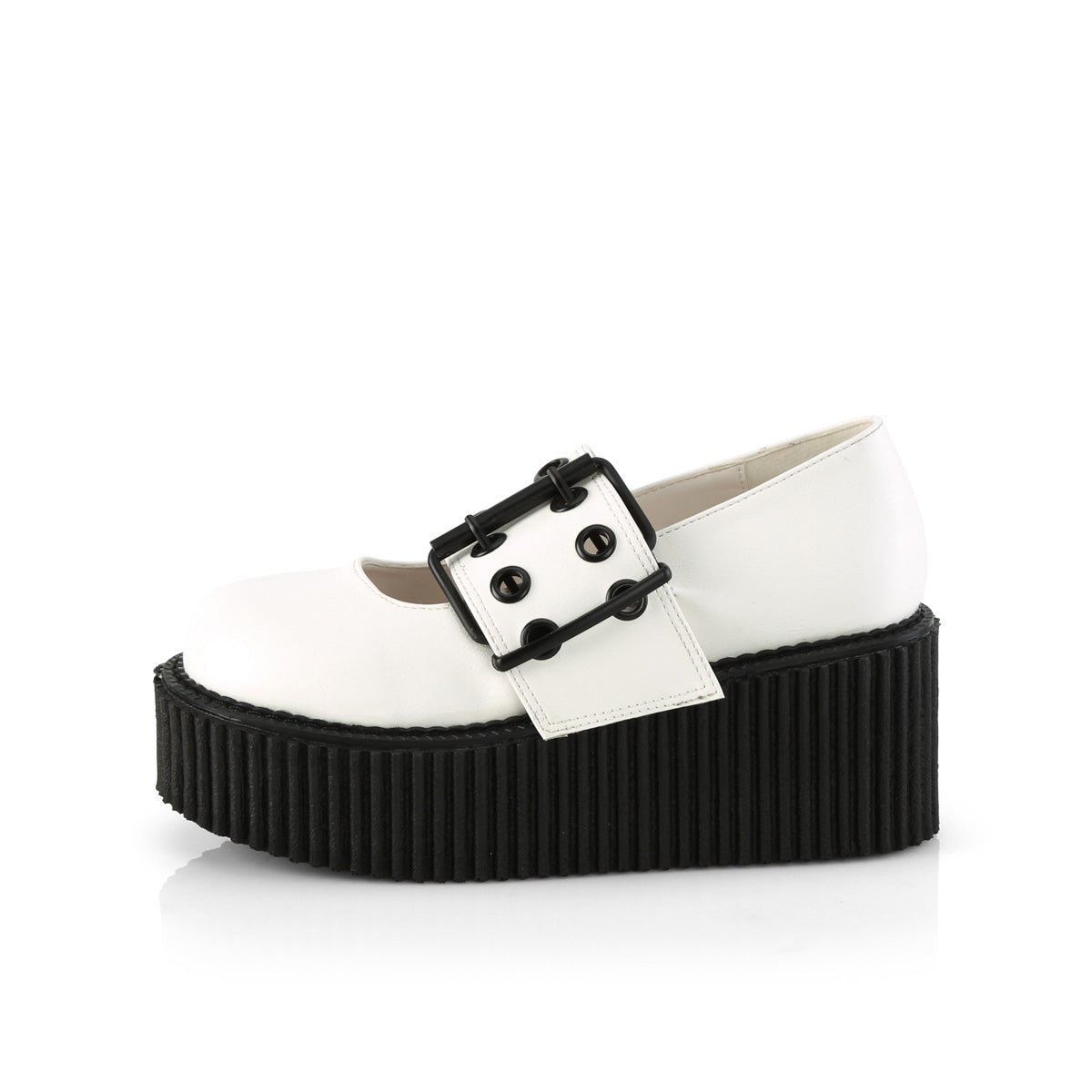 DemoniaCult  Zapato bajo CREEPER-230 WHT cuero vegano