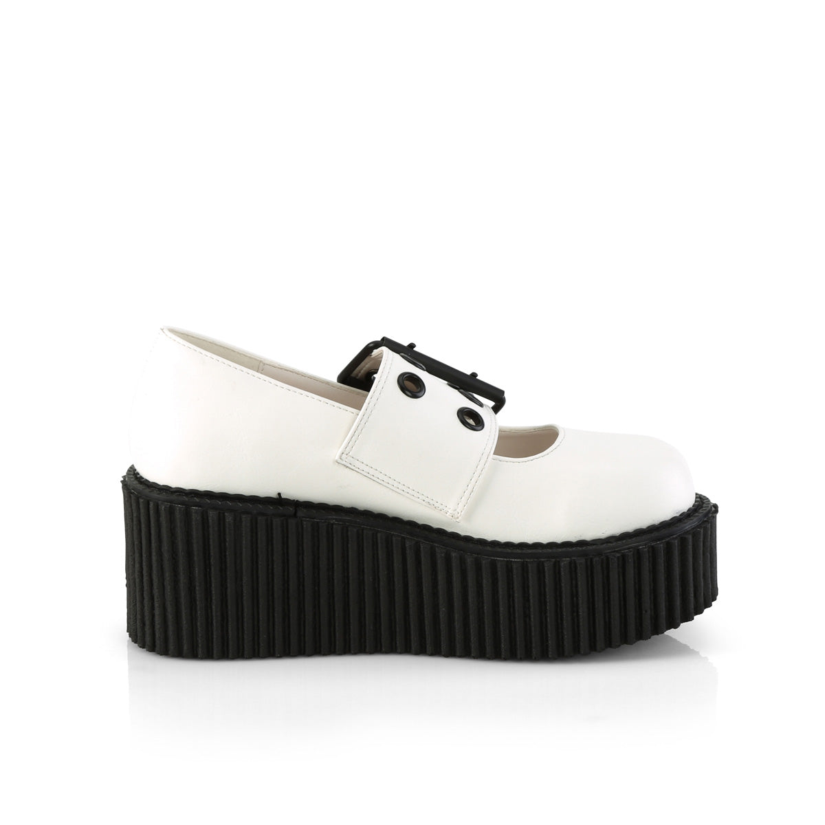 DemoniaCult  Zapato bajo CREEPER-230 WHT cuero vegano