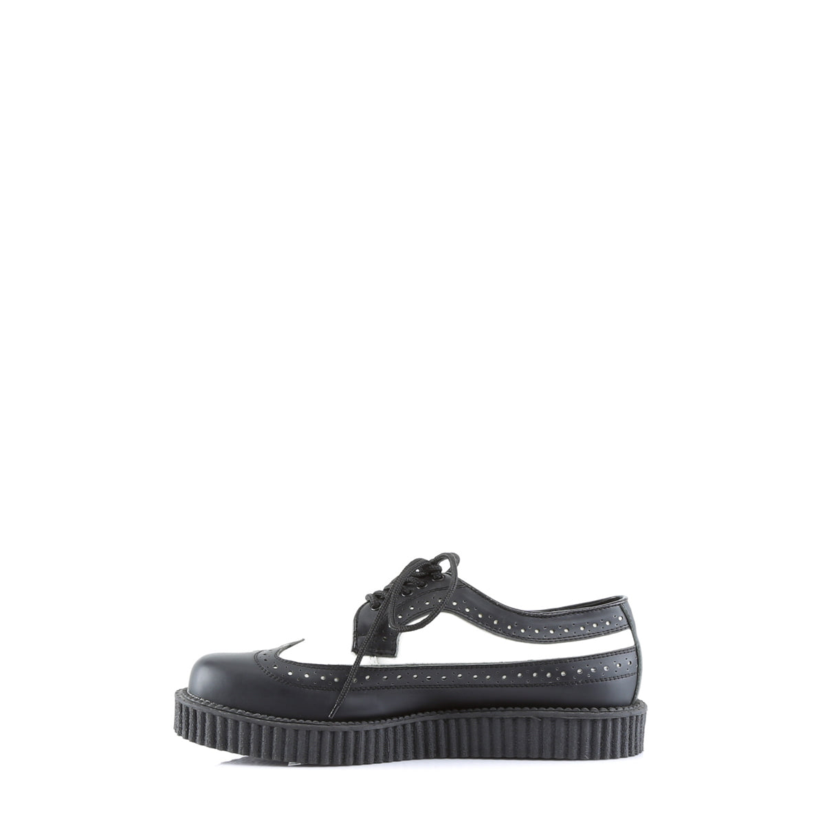 DemoniaCult Mens Low Shoe CREEPER-608 Blk-Wht Leather