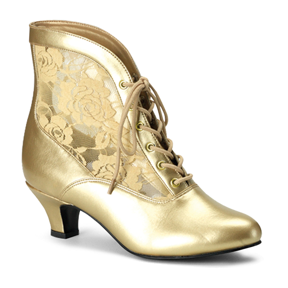 Funtasma Botas de tobillo para mujer DAME-05 PU-LACE DE ORO