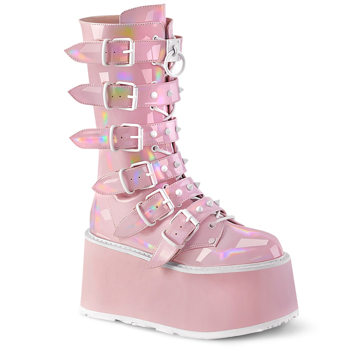 DemoniaCult  Botas DAMNED-225 B. Pink Holo Pat