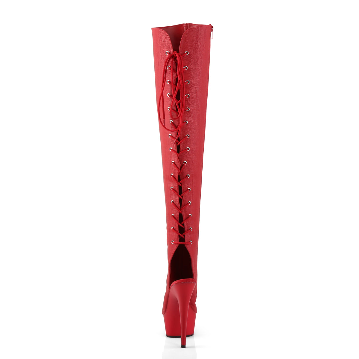 Pleaser Botas de mujer DELIGHT-3019 Red Faux Cuero / Red Matte