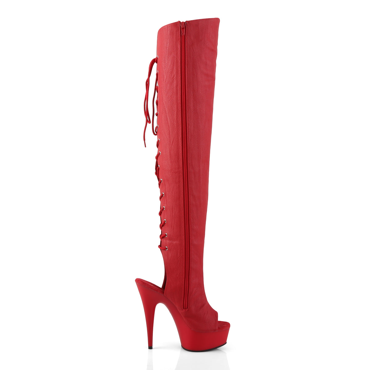 Pleaser Botas de mujer DELIGHT-3019 Red Faux Cuero / Red Matte