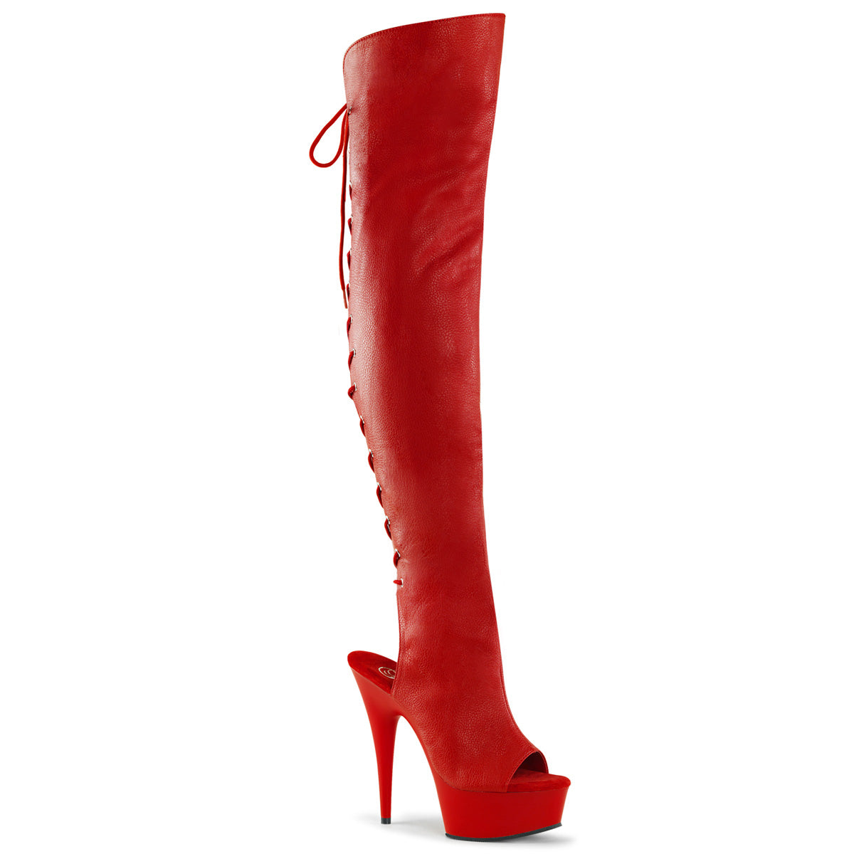 Pleaser Botas de mujer DELIGHT-3019 Red Faux Cuero / Red Matte