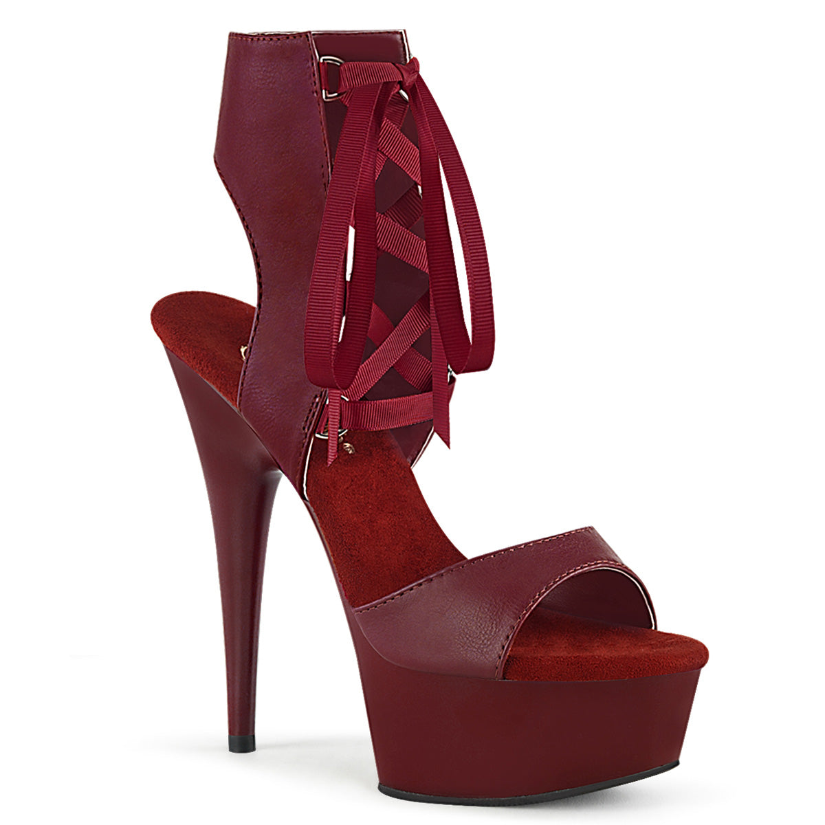 Pleaser Sandalias para mujer DELIGHT-600-14 Burgundy Faux Cuero / Burgundy Mate