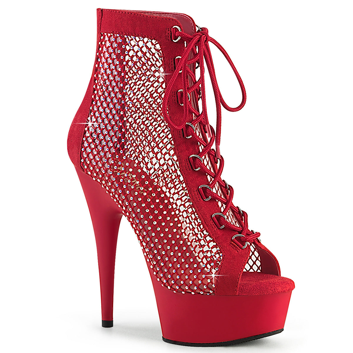 Pleaser  Botines DELIGHT-600-33RM Red Faux Suede-RS Malla / Red Matte