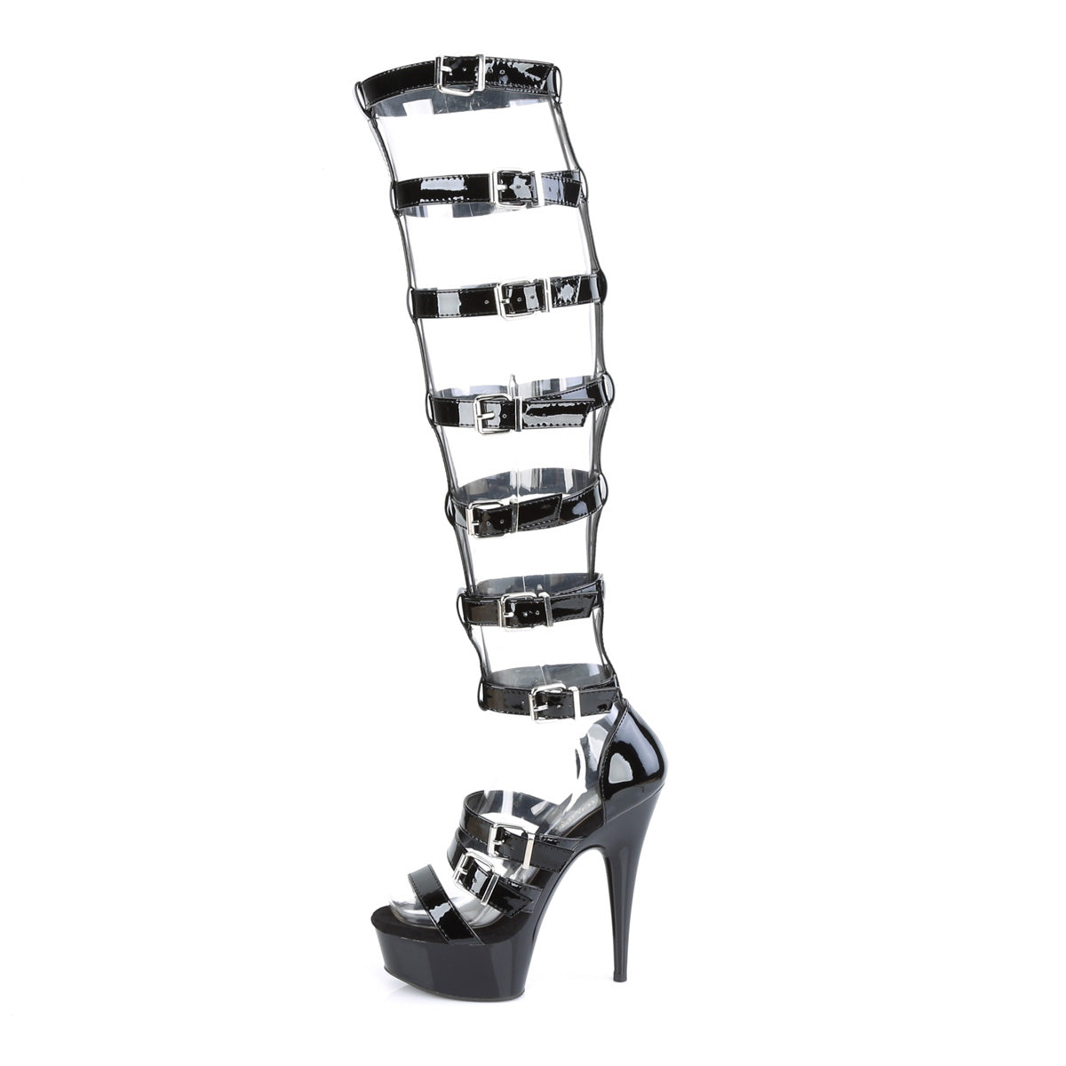 Pleaser Sandalias para mujer DELIGHT-600-46 BLK PAT / BLK