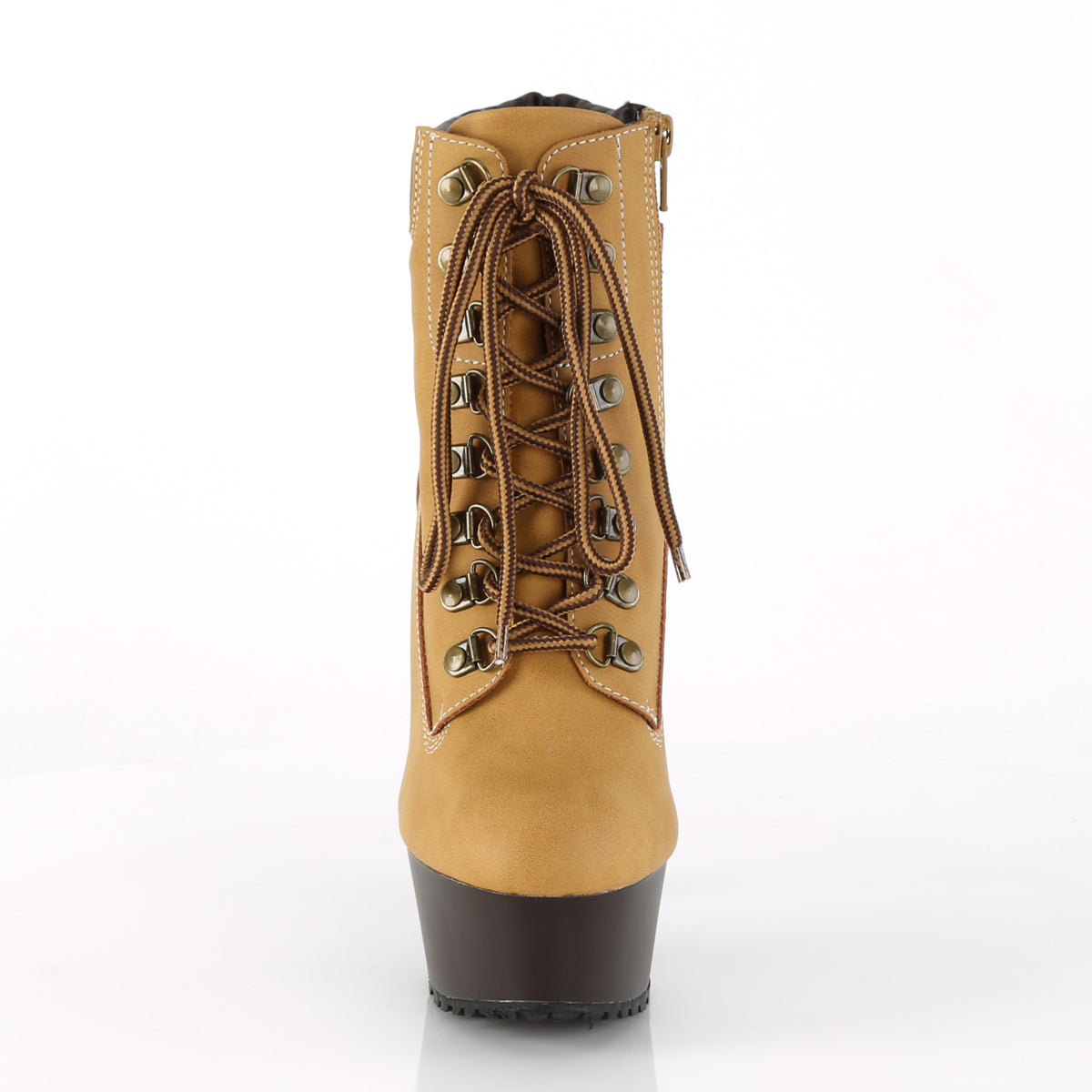 Pleaser Botas de tobillo para mujer DELIGHT-600TL-02 Tan Nubuck Faux de cuero / marrón oscuro mate