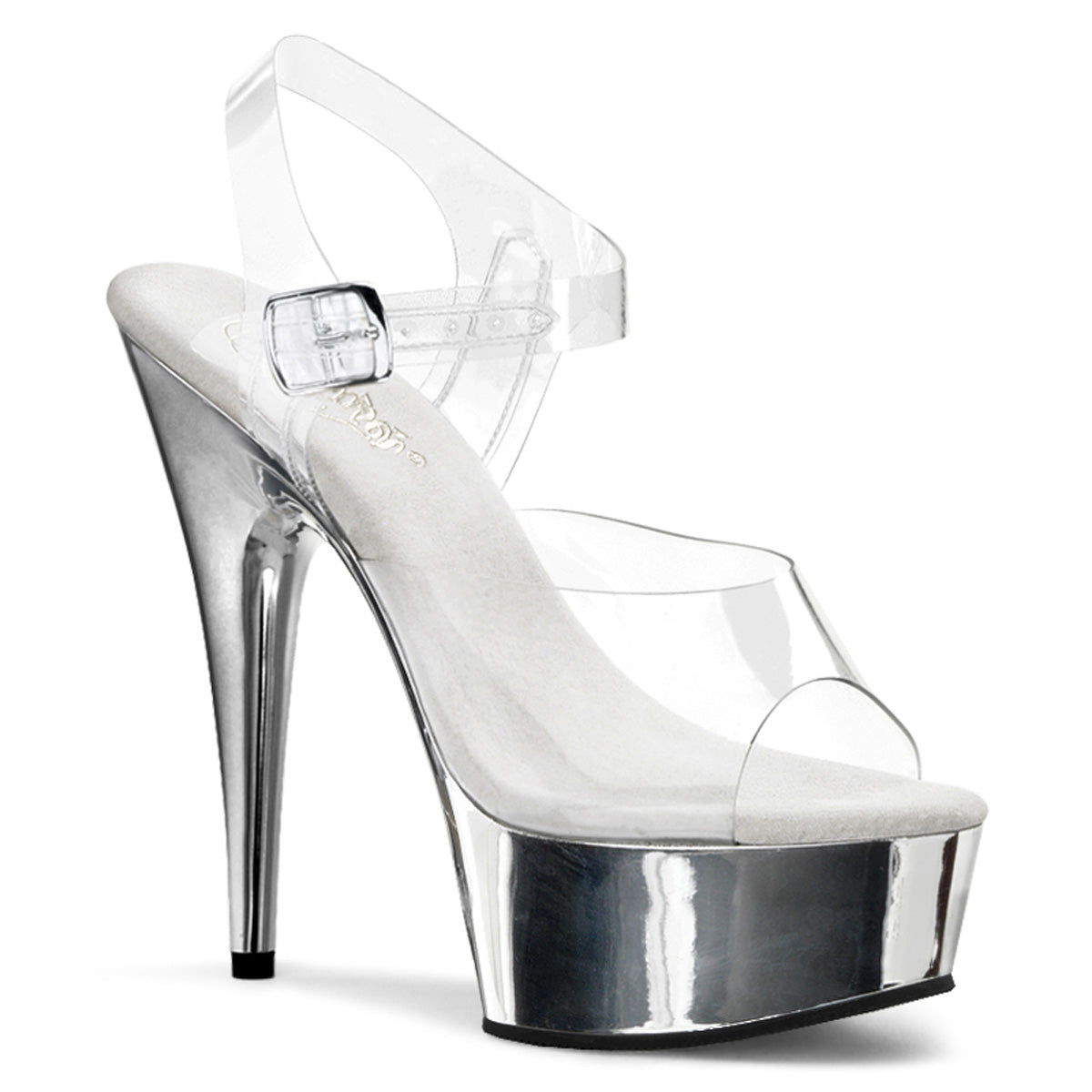 Pleaser Womens Sandals DELIGHT-608 Clr/Slv Chrome