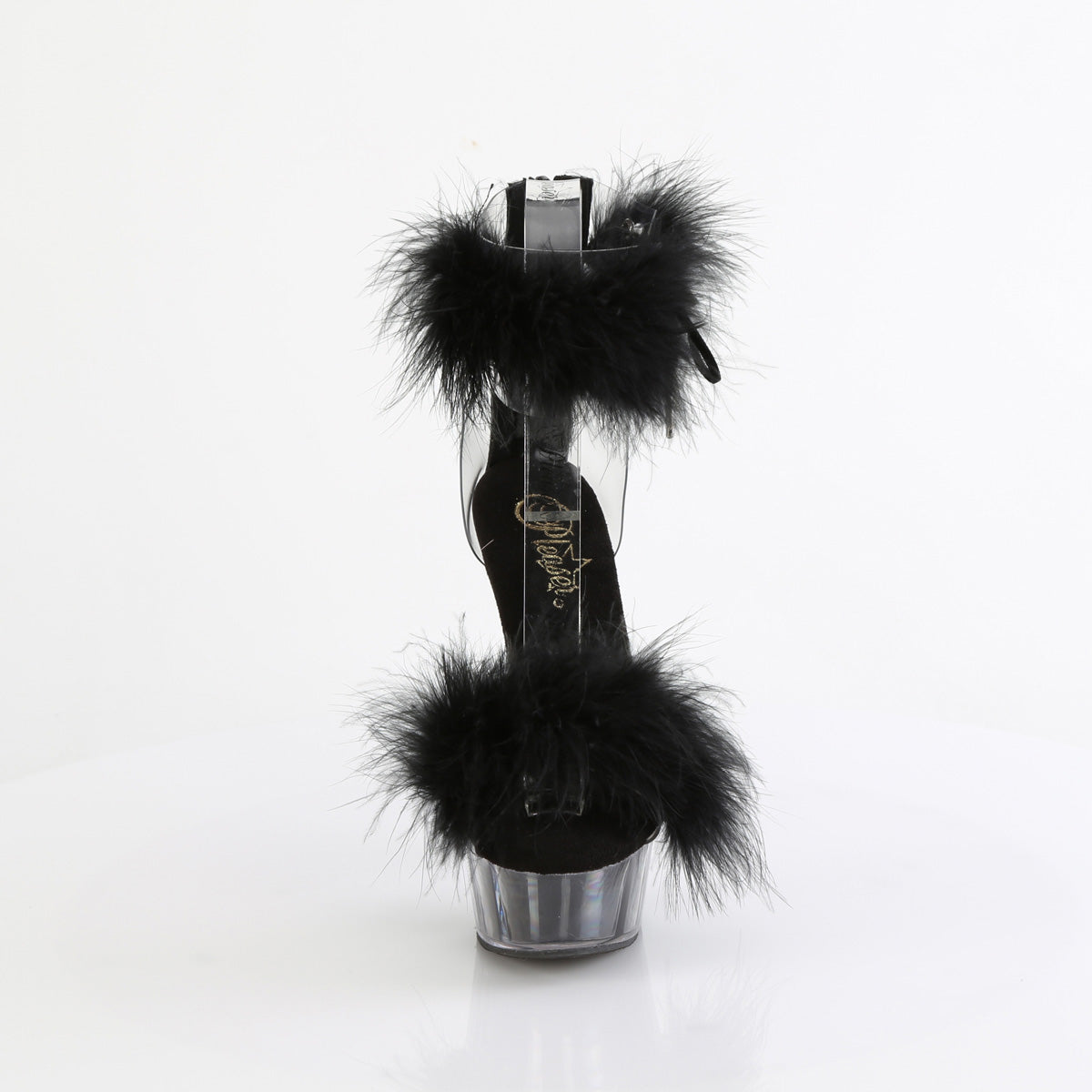 Pleaser   DELIGHT-624F Clr-Blk Fur/M