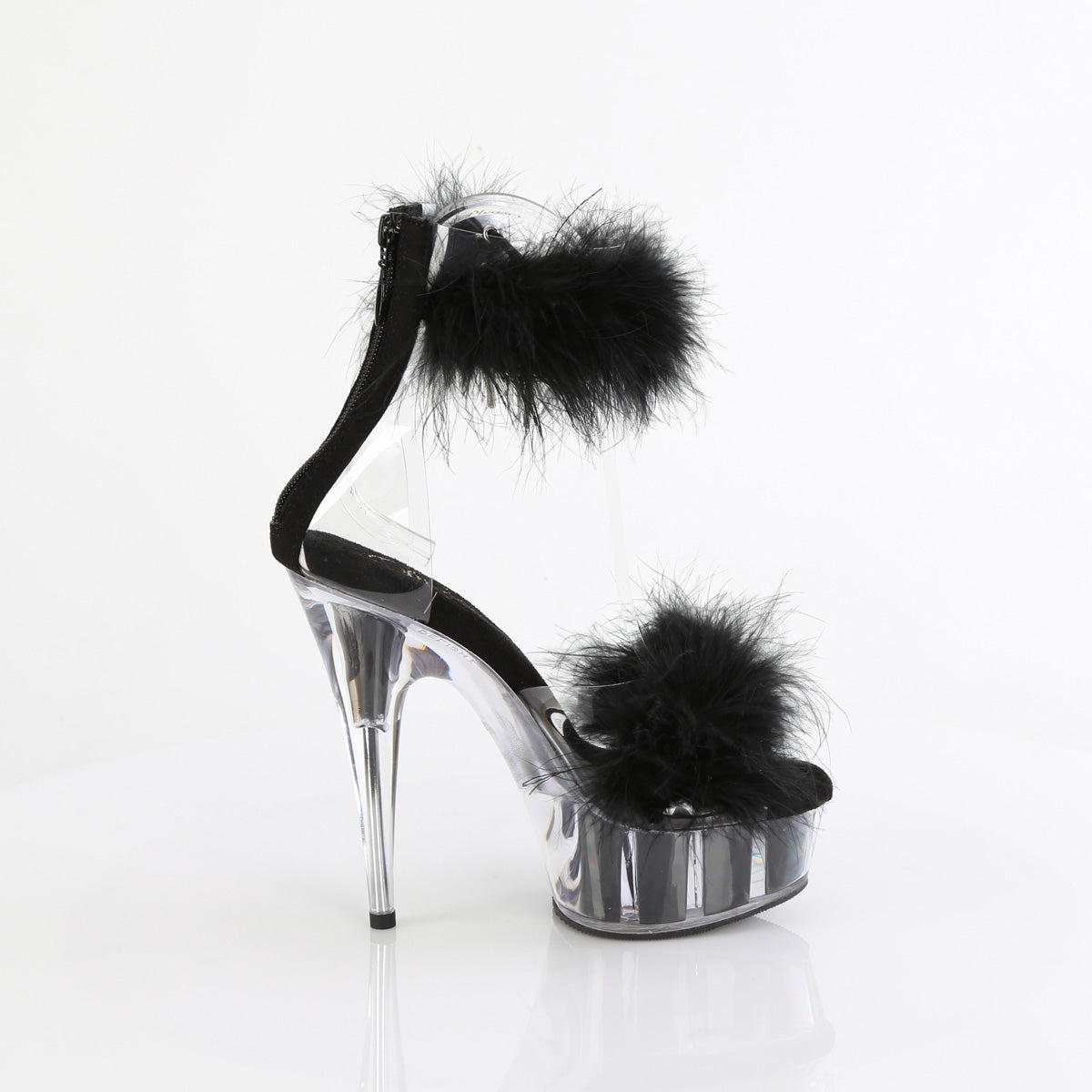 Pleaser   DELIGHT-624F Clr-Blk Fur/M