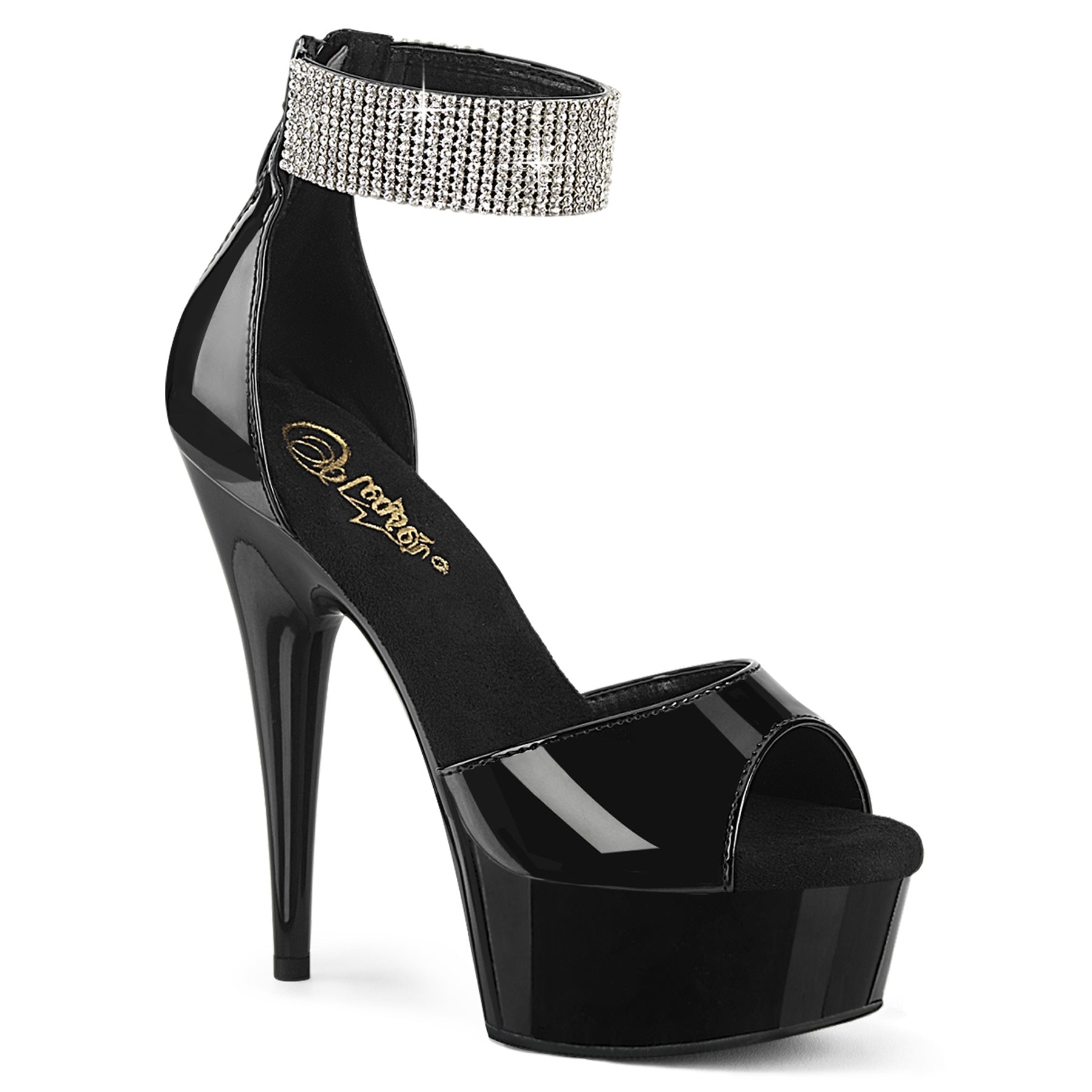 Pleaser   DELIGHT-625 Blk Pat/Blk