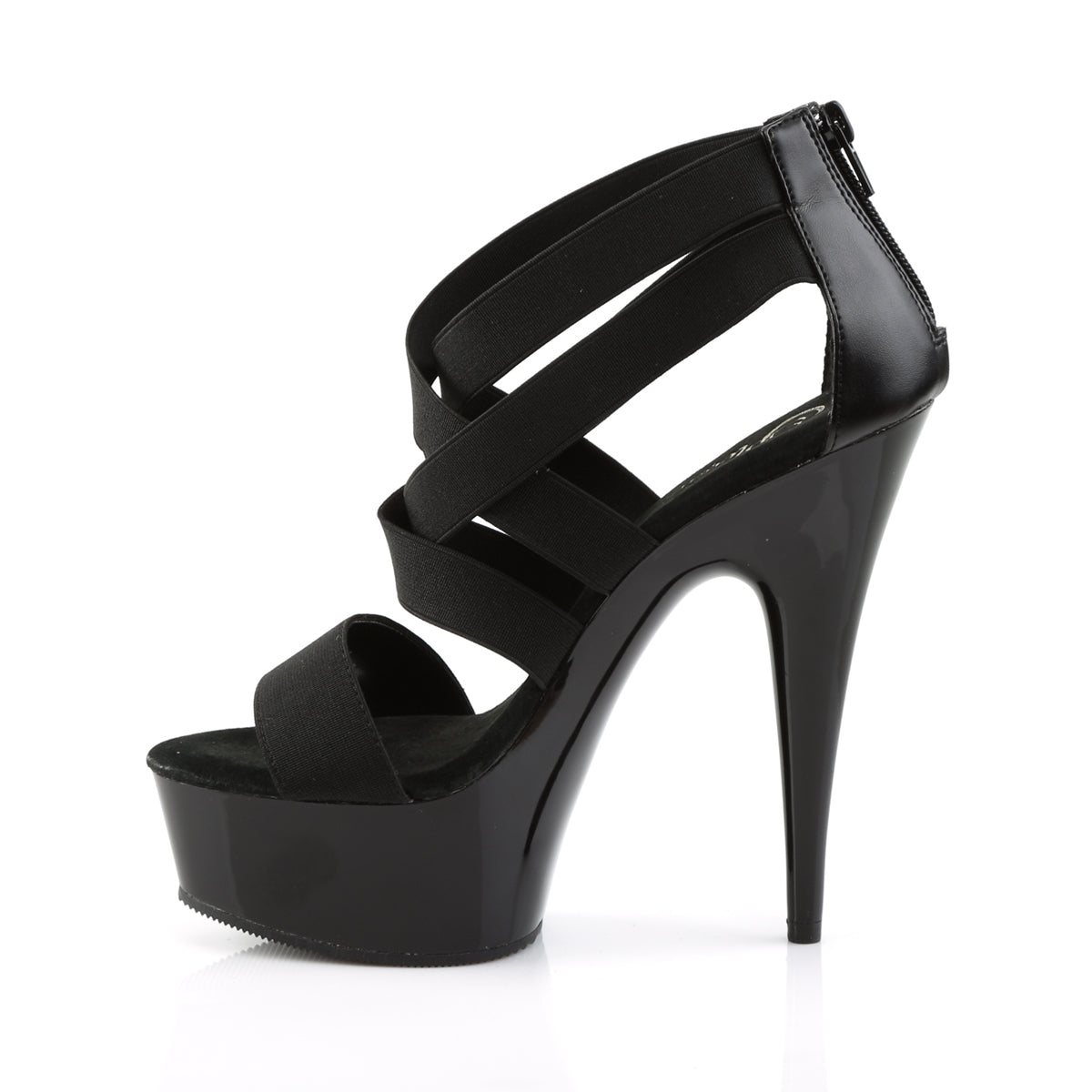 Pleaser Sandalias para mujer DELIGHT-669 BLK BLK ELASTS-Faux Cuero / BLK