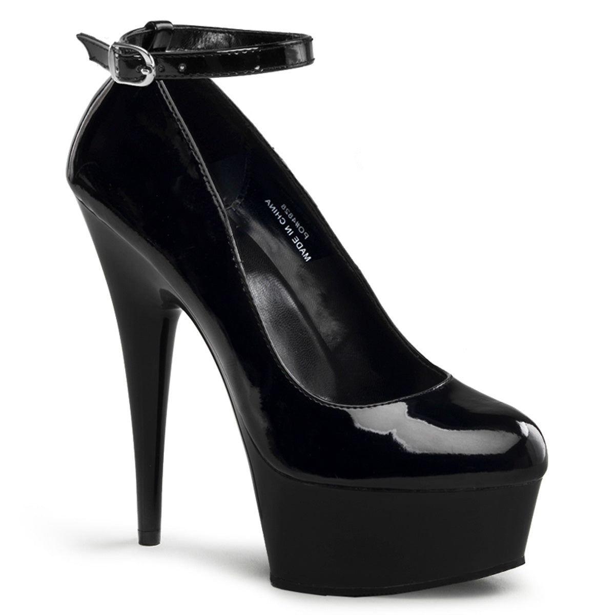 Pleaser Sandalias para mujer DELIGHT-686 BLK PAT / BLK