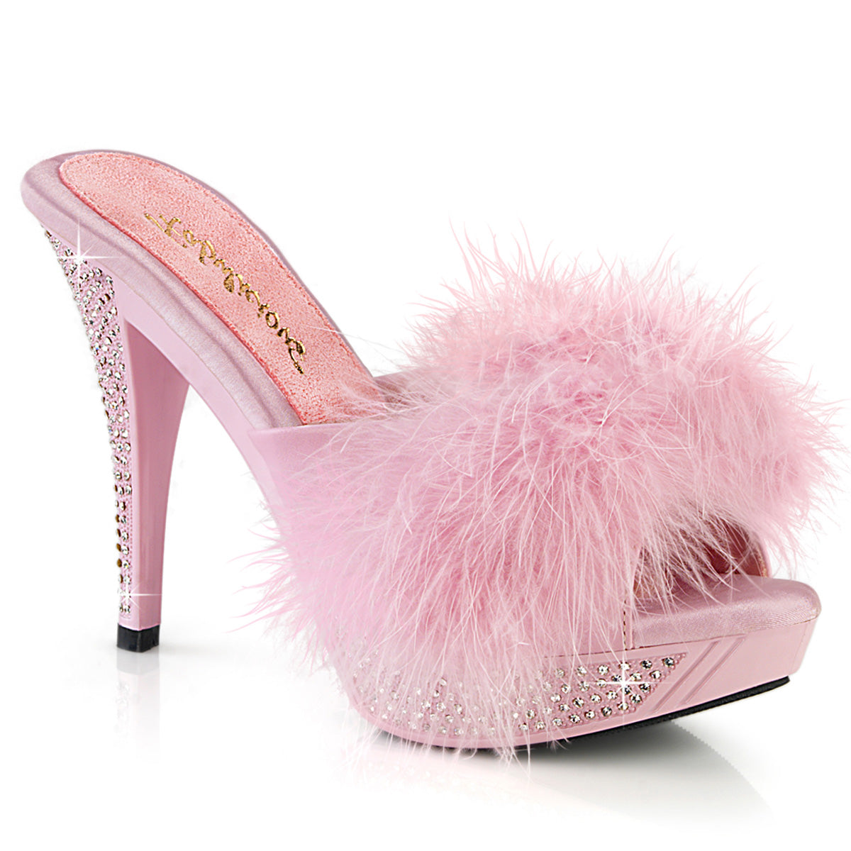 Fabulicious   ELEGANT-401f B. Cuero rosa Marabou-Faux/b. Rosa