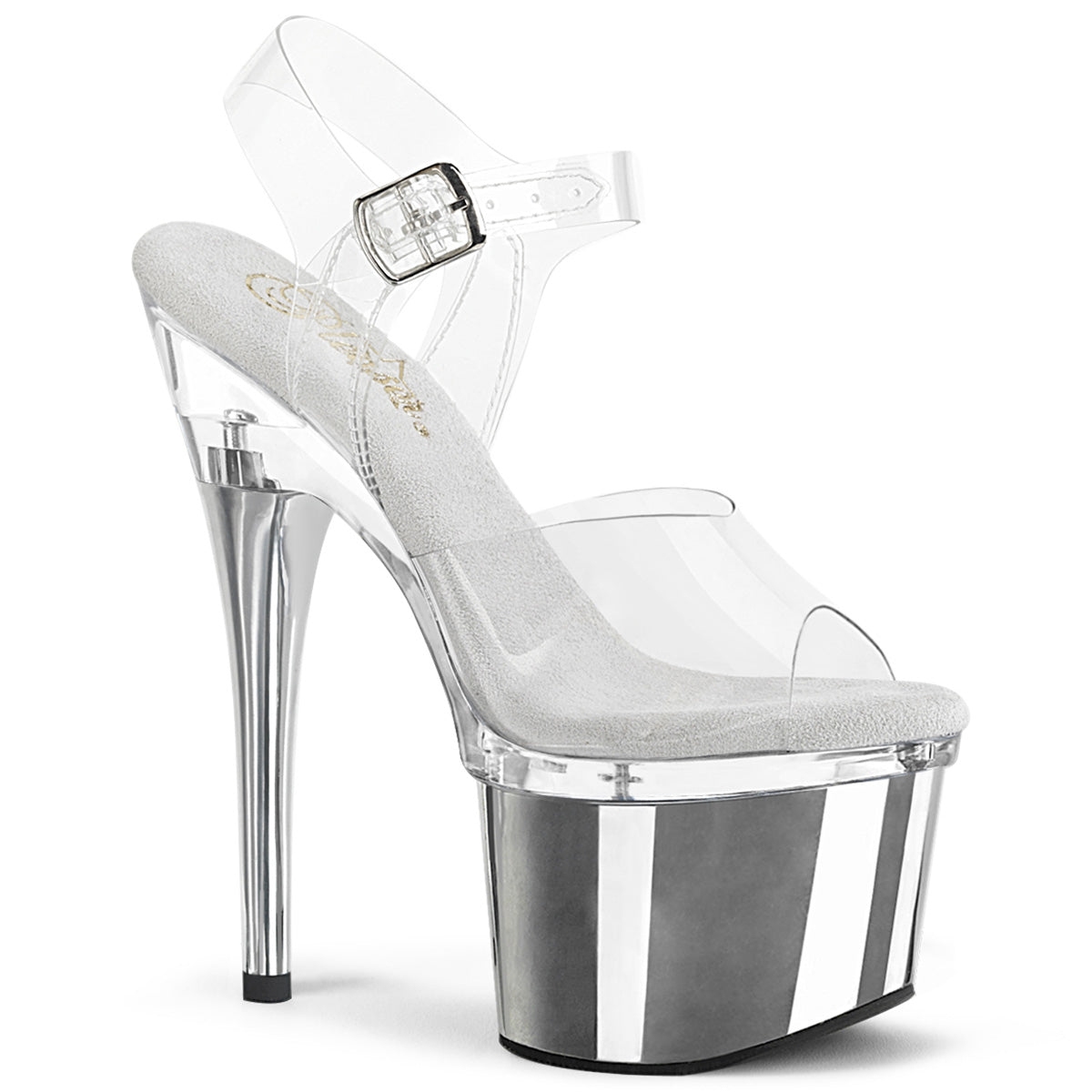 Pleaser  Sandals ESTEEM-708 Clr/Clr-Slv Chrome