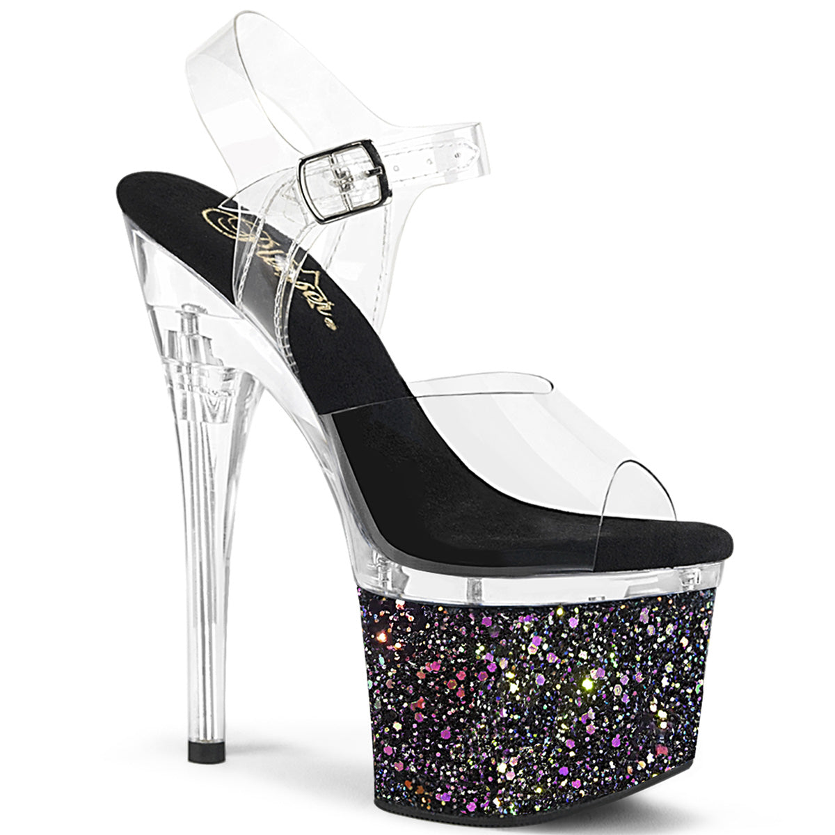 Pleaser  Sandalias ESTEEM-708lg CLR/CLR-BLK Multi Glitter