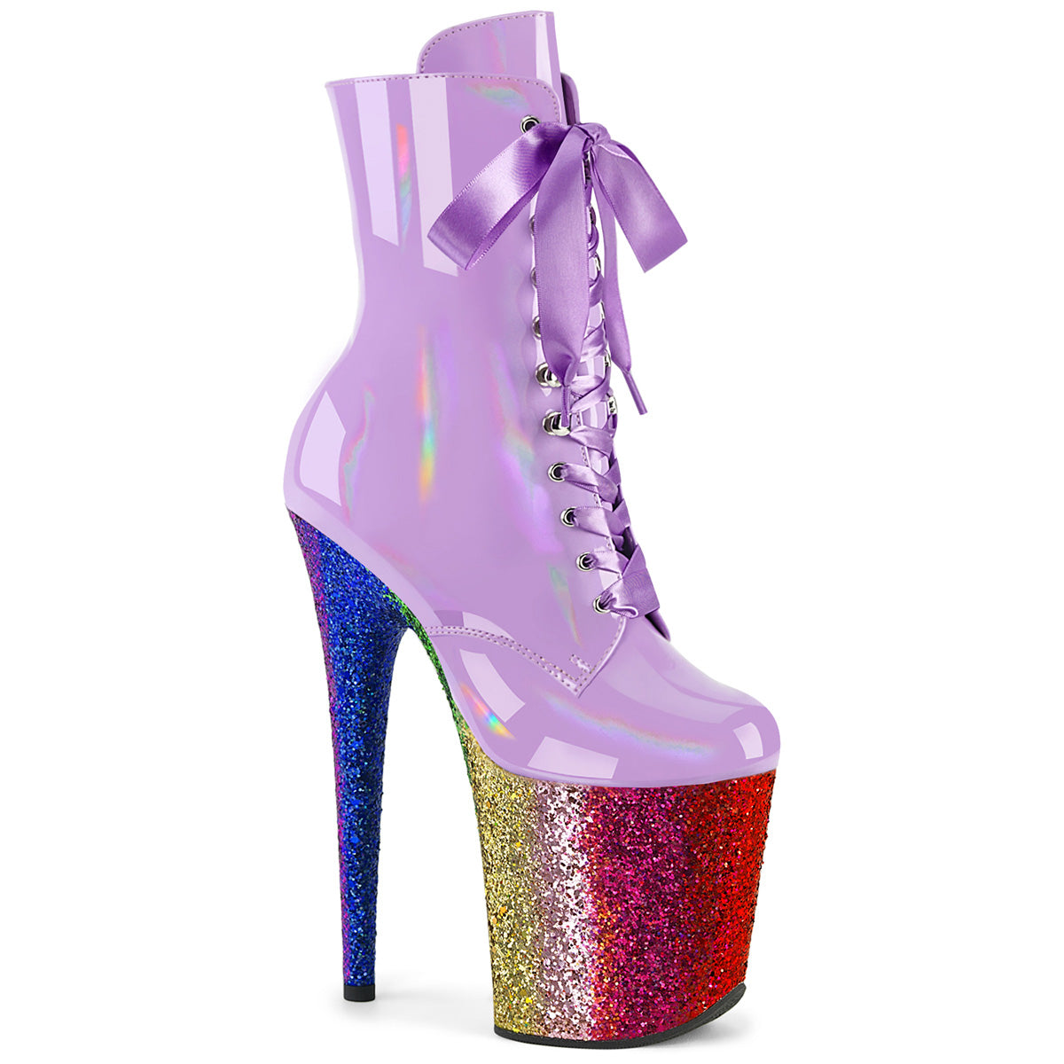 Pleaser   FLAMINGO-1020hg Lavender Holo Pat/Rainbow Brillantina