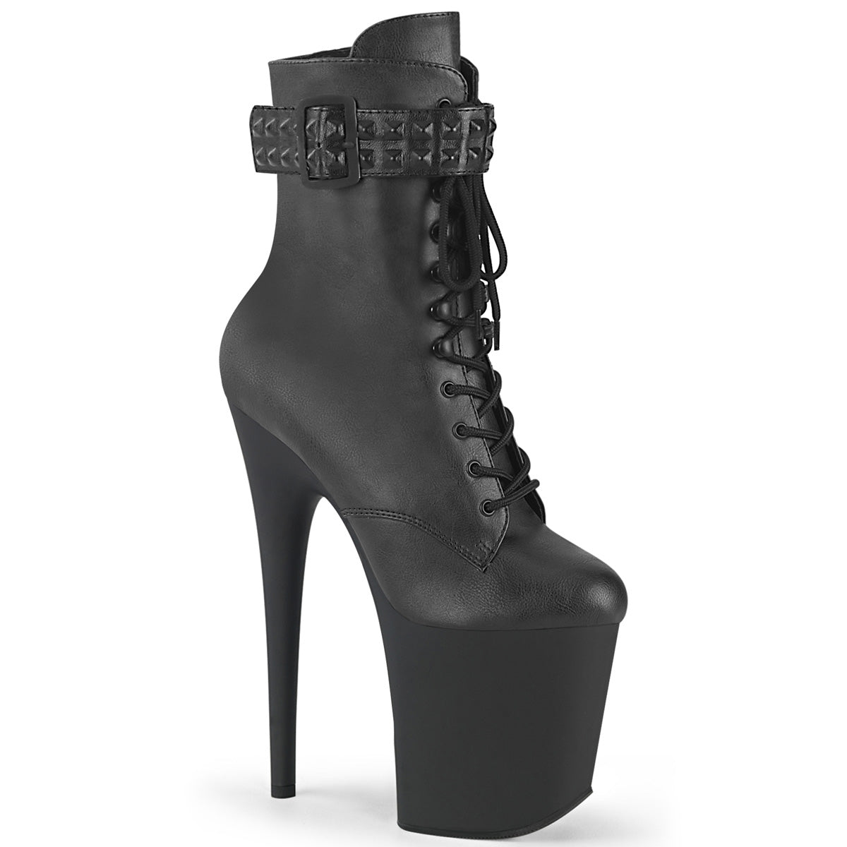 Pleaser  Ankle Boots FLAMINGO-1020STR Blk Faux Leather/Blk Matte