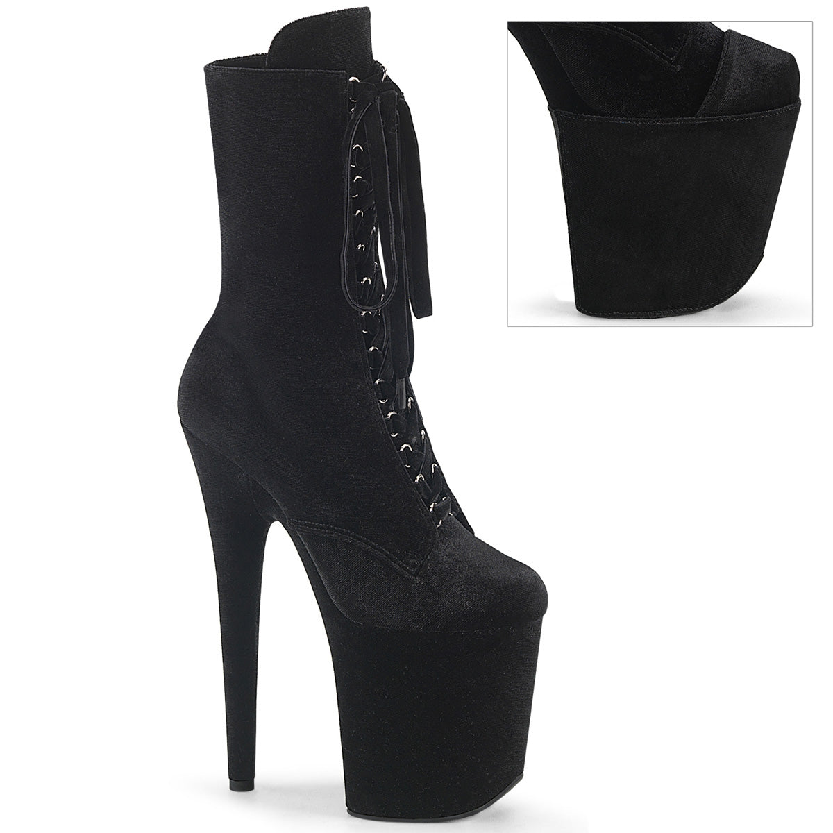 Pleaser  Ankle Boots FLAMINGO-1045VEL Blk Velvet/Blk Velvet