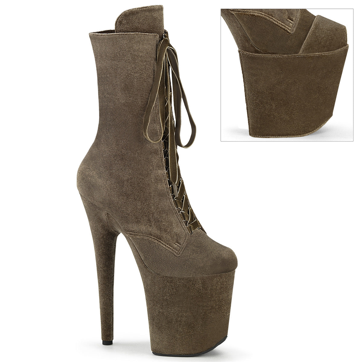 Pleaser  Ankle Boots FLAMINGO-1045VEL Khaki Velvet/Khaki Velvet