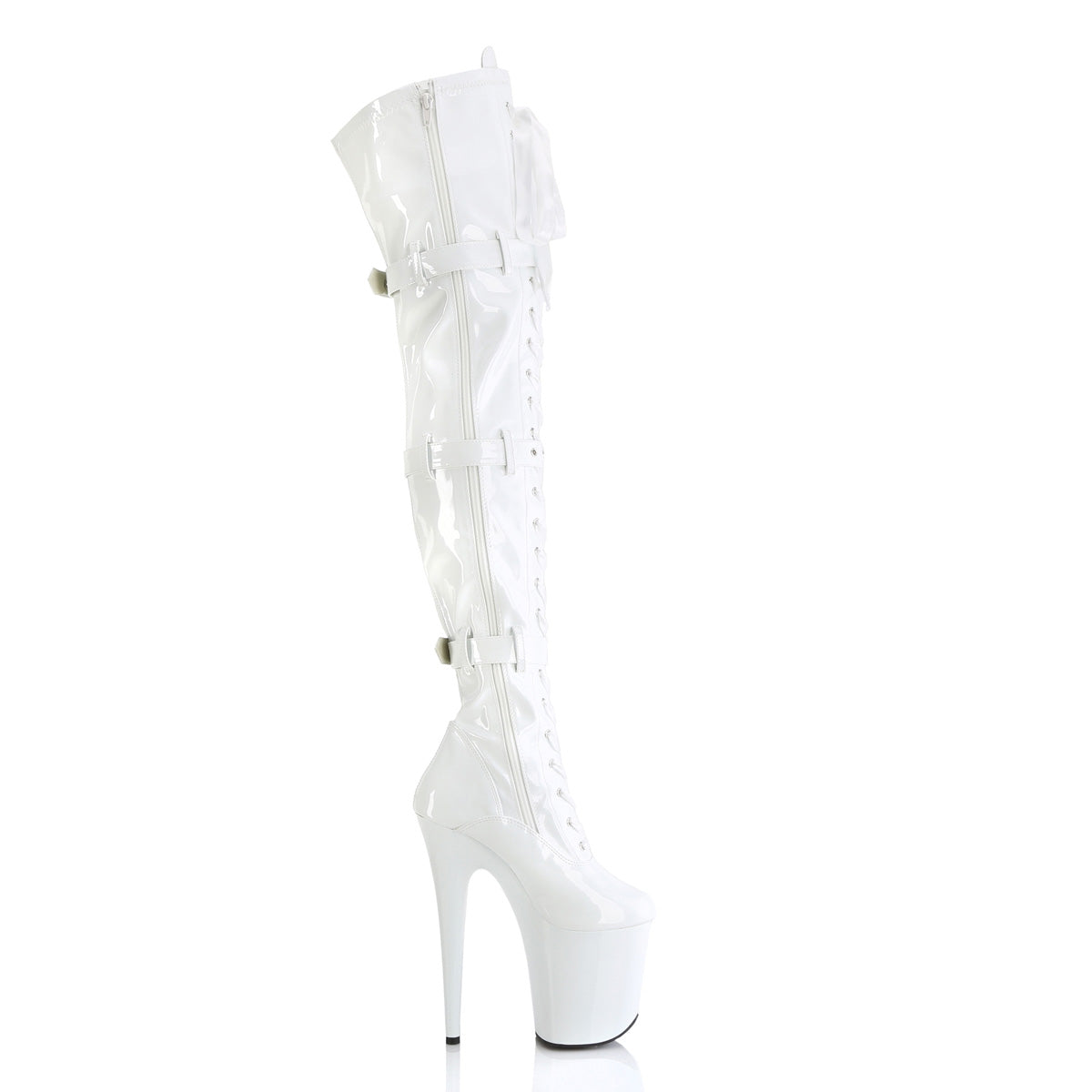 Pleaser   FLAMINGO-3028 Wht Str. Pat/Wht