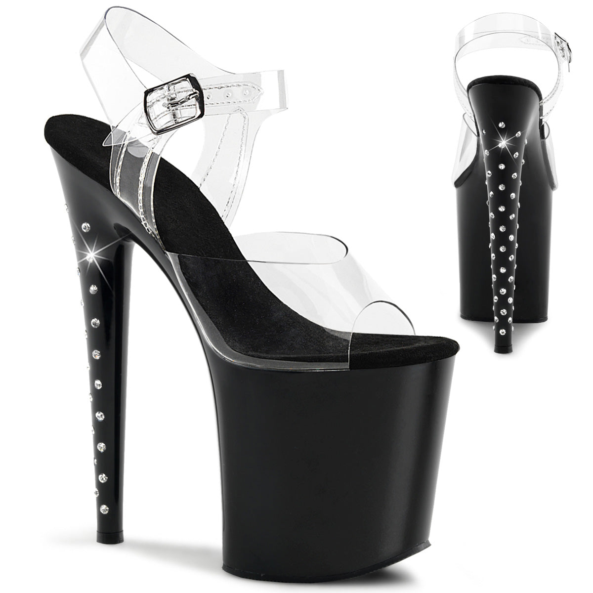 Pleaser Sandalias para mujer FLAMINGO-808ls clr / blk