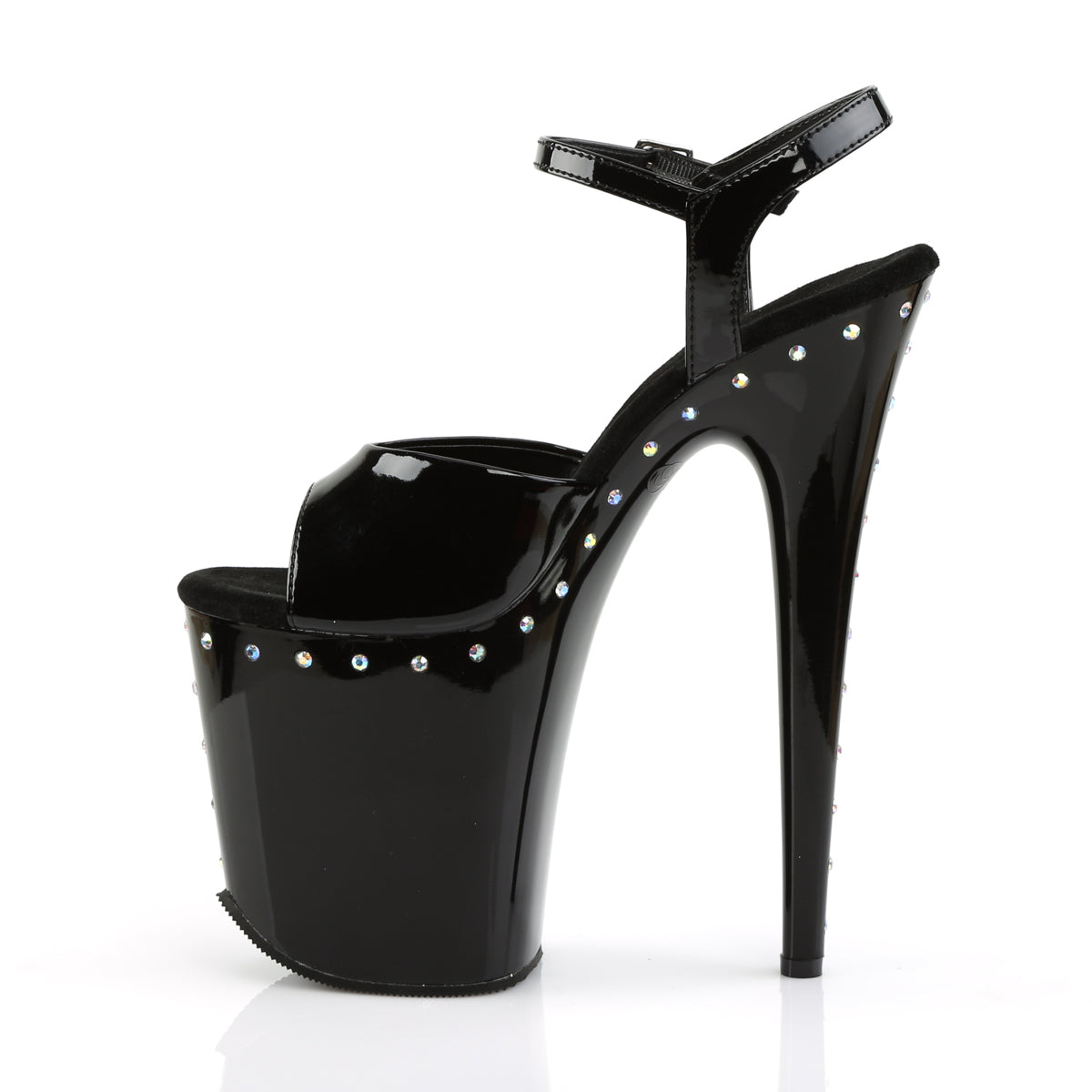 Pleaser Sandalias para mujer FLAMINGO-809ABLS BLK PAT / BLK