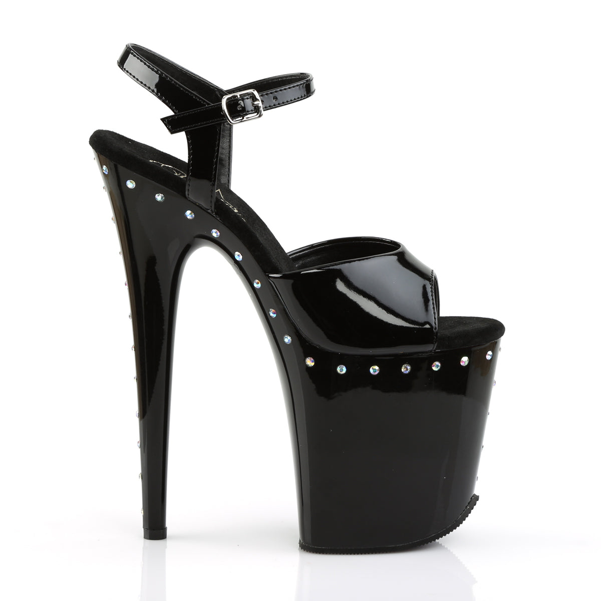 Pleaser Sandalias para mujer FLAMINGO-809ABLS BLK PAT / BLK