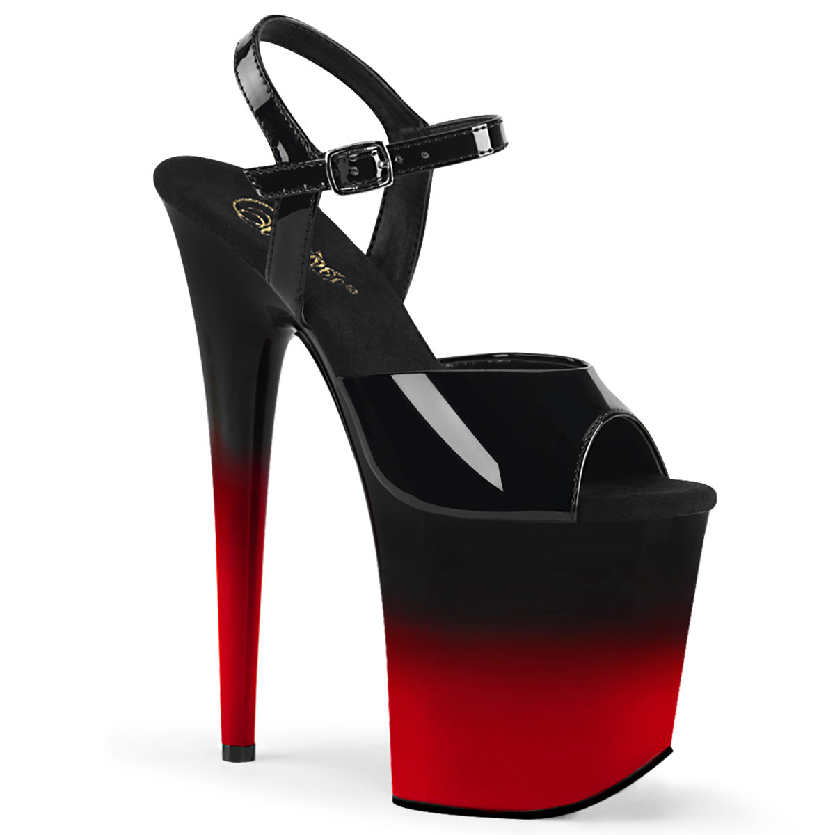 Pleaser Sandalias para mujer FLAMINGO-809BR-H BLK PAT / BLK-ROJO