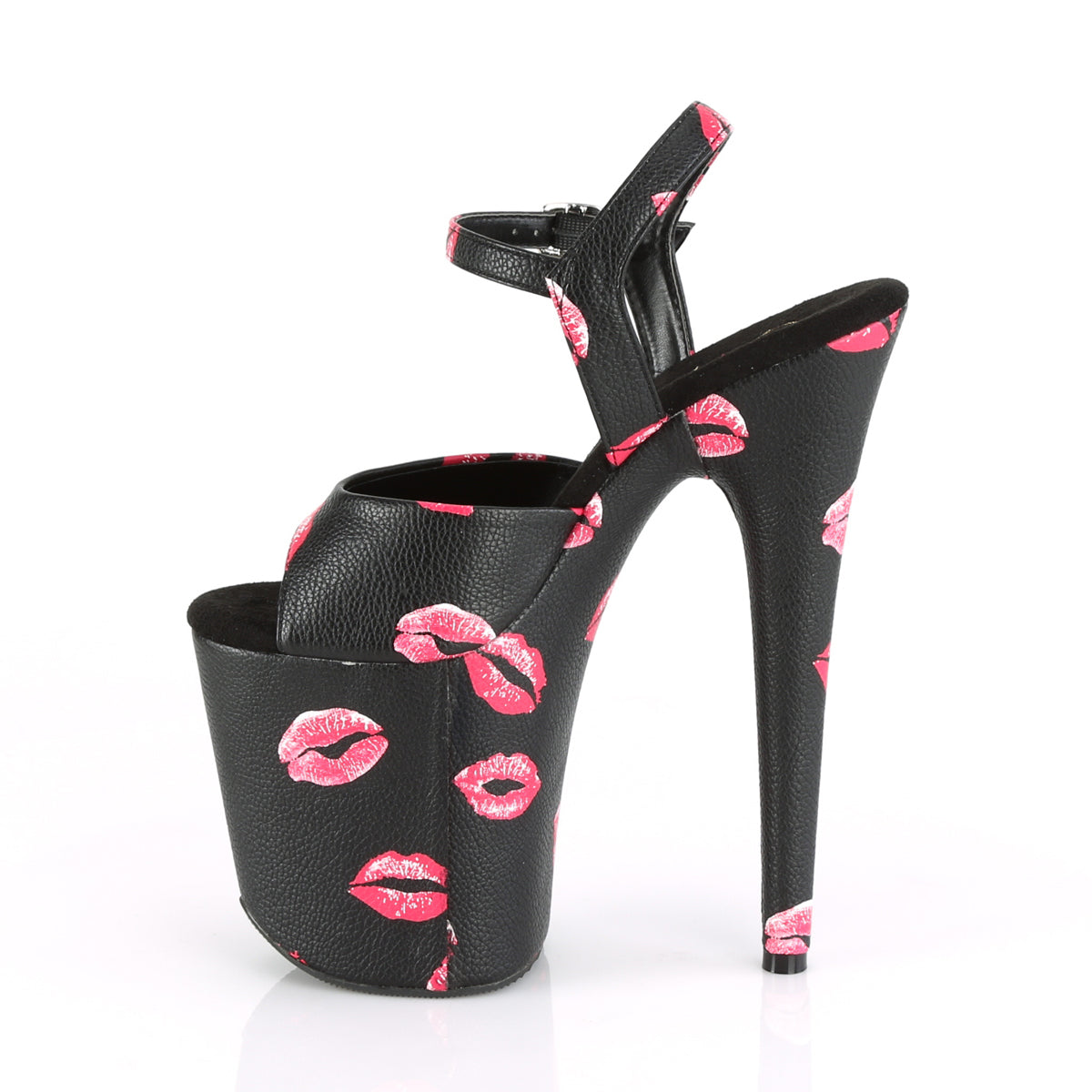 Pleaser Sandalias para mujer FLAMINGO-809kisses Blk Faux Cuero / Blk Faux Cuero