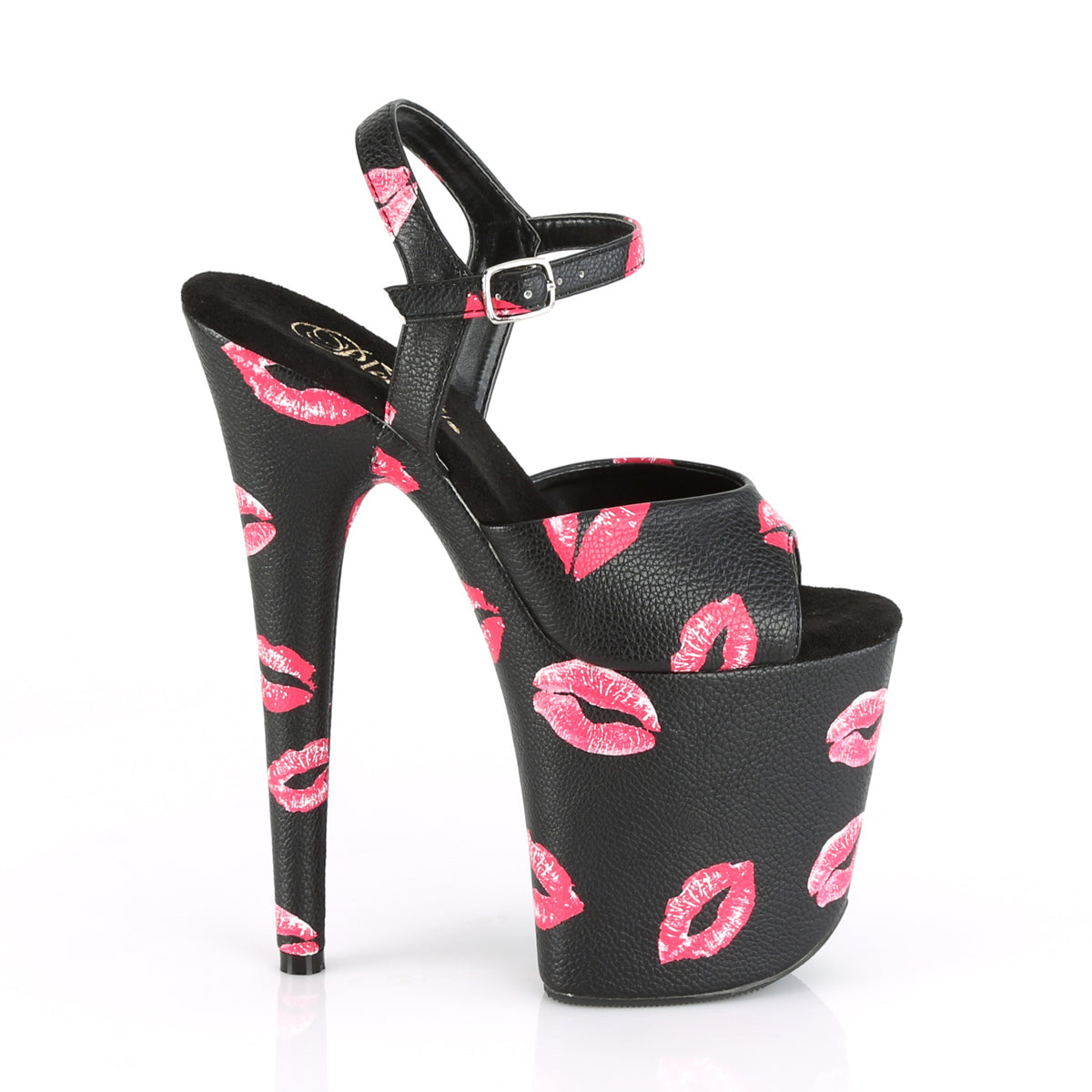 Pleaser Sandalias para mujer FLAMINGO-809kisses Blk Faux Cuero / Blk Faux Cuero