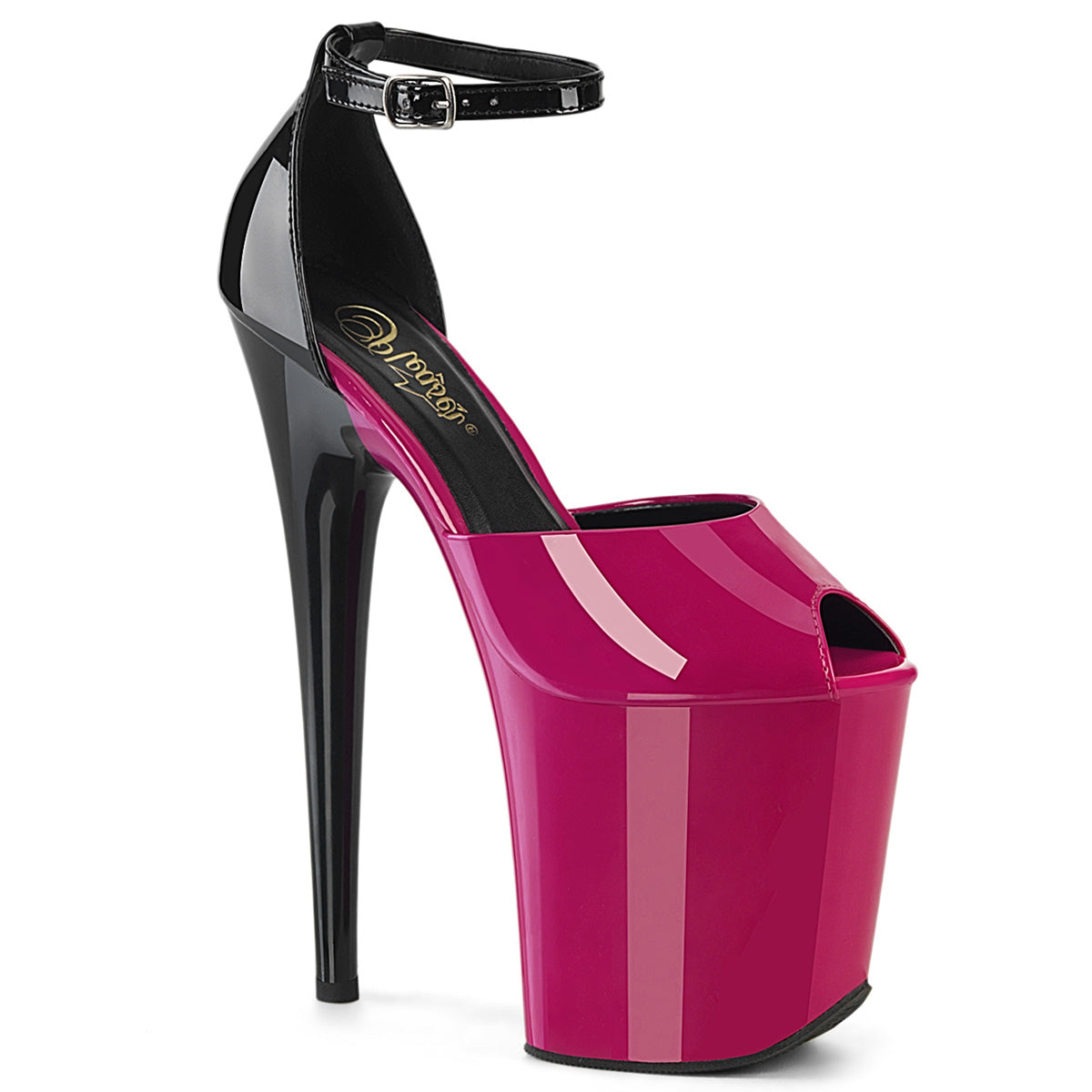 Pleaser   FLAMINGO-868 fuchsia-blk pat/fuchsia-blk